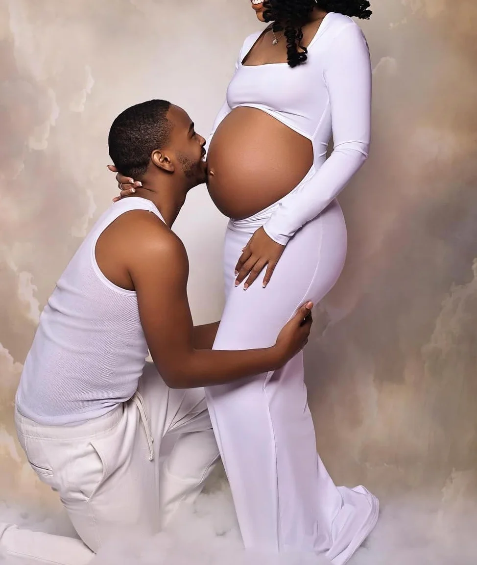 Damska sukienka ciążowa z długim rękawem, rozciągliwa, z mikrofibry, na baby shower, sesja zdjęciowa