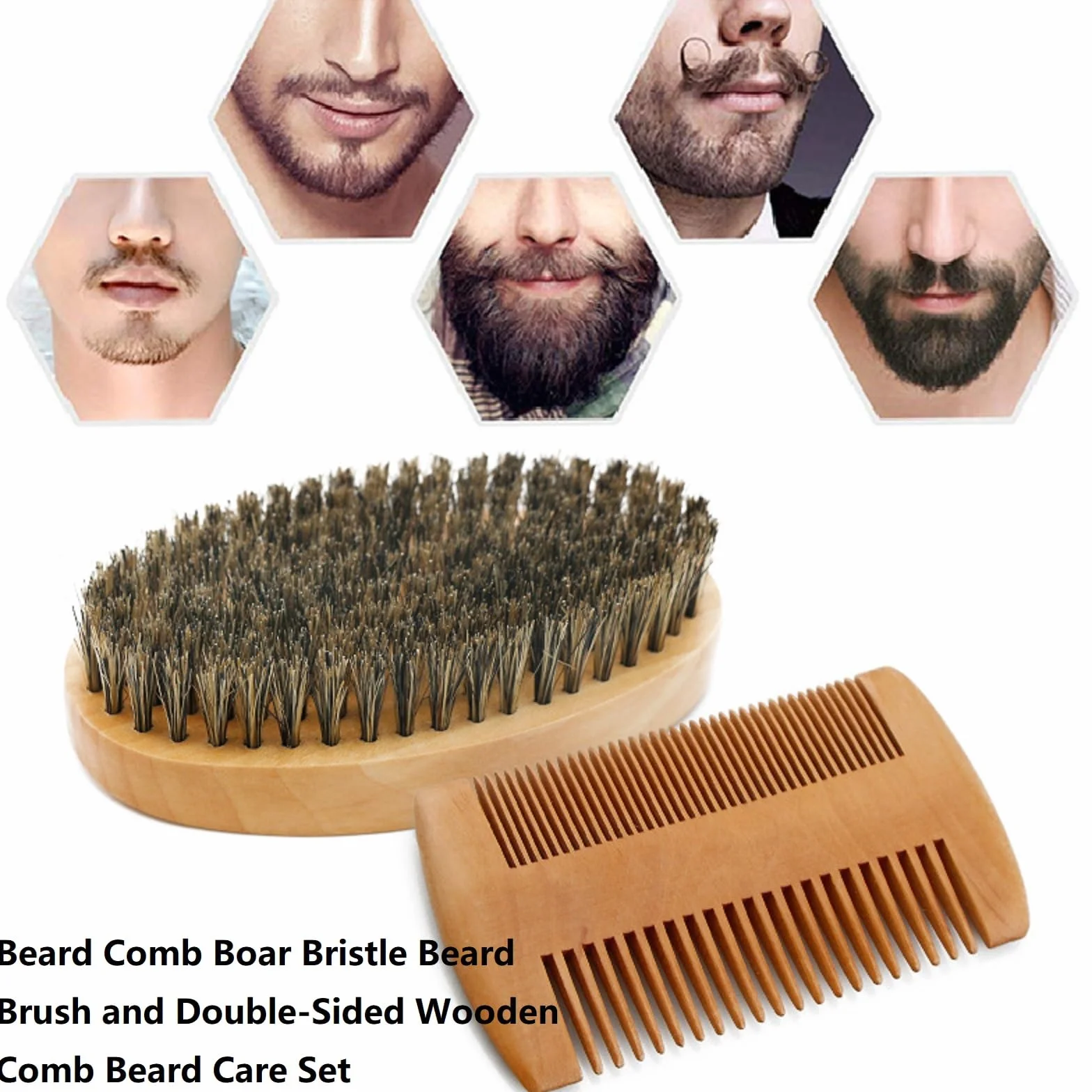 Zestaw grzebienia i szczotki do brody, szczotka do brody z włosiem z dzika, grzebień do brody dla mężczyzn, szczotka do brody z drewna i grzebień do brody, Beard Comb, szczotka do brody dla mężczyzn