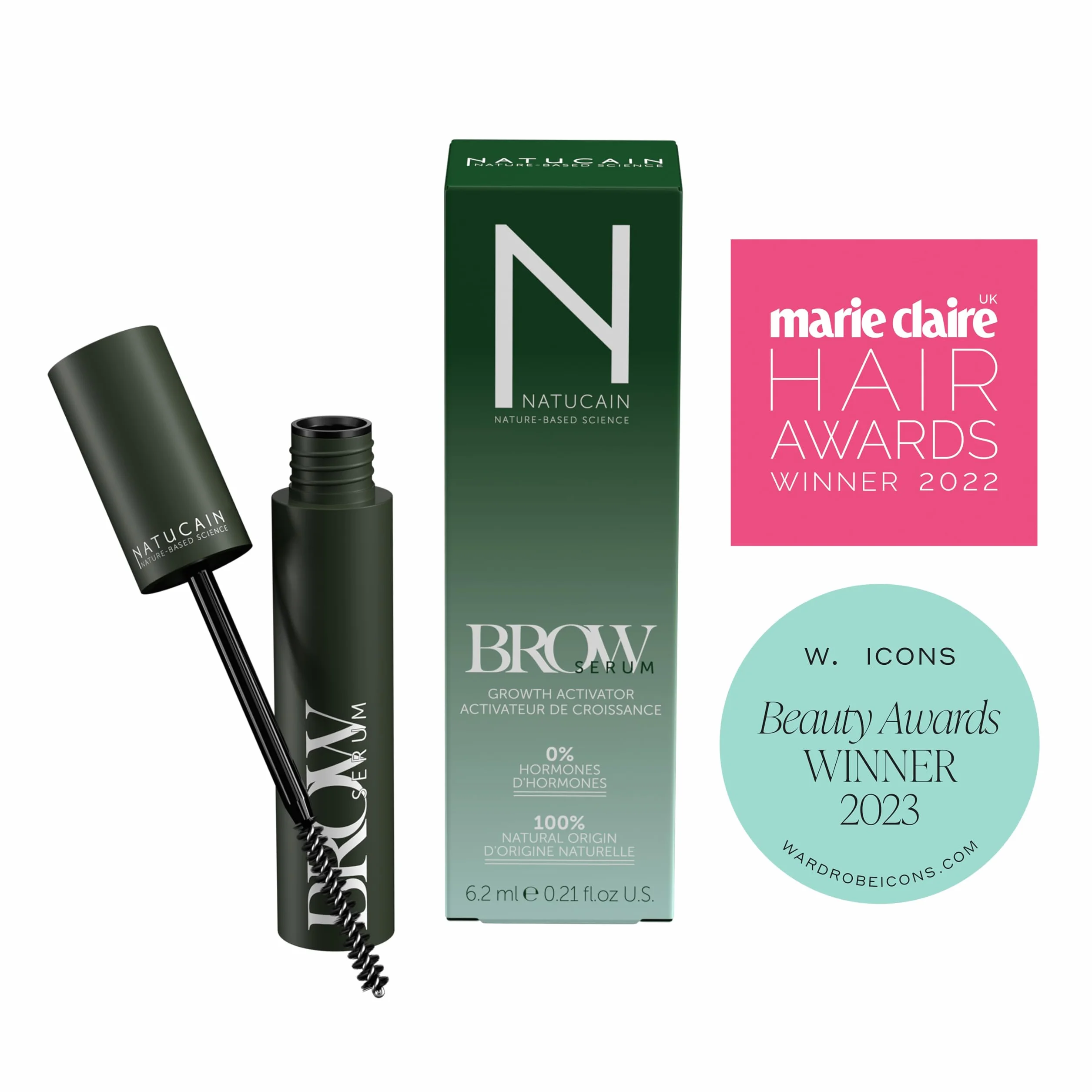 Natucain Eyebrow growth Serum dla doskonałych brwi 6.2ml Serum do wzrostu brwi 0 Hormony 100% Naturalne pochodzenie I 6-8 tygodni