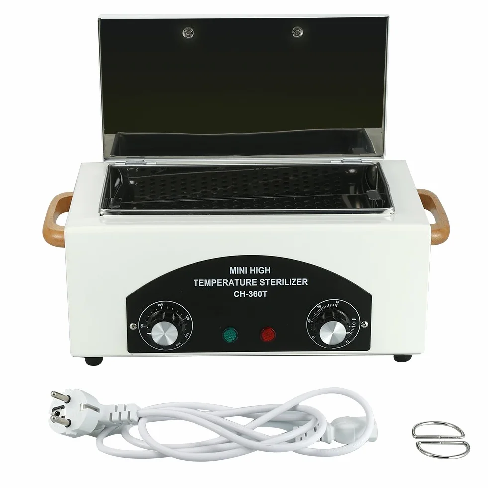 Wakects Sterylizator do paznokci o wysokiej temperaturze, profesjonalny, stal nierdzewna, suche ciepło, 300 W