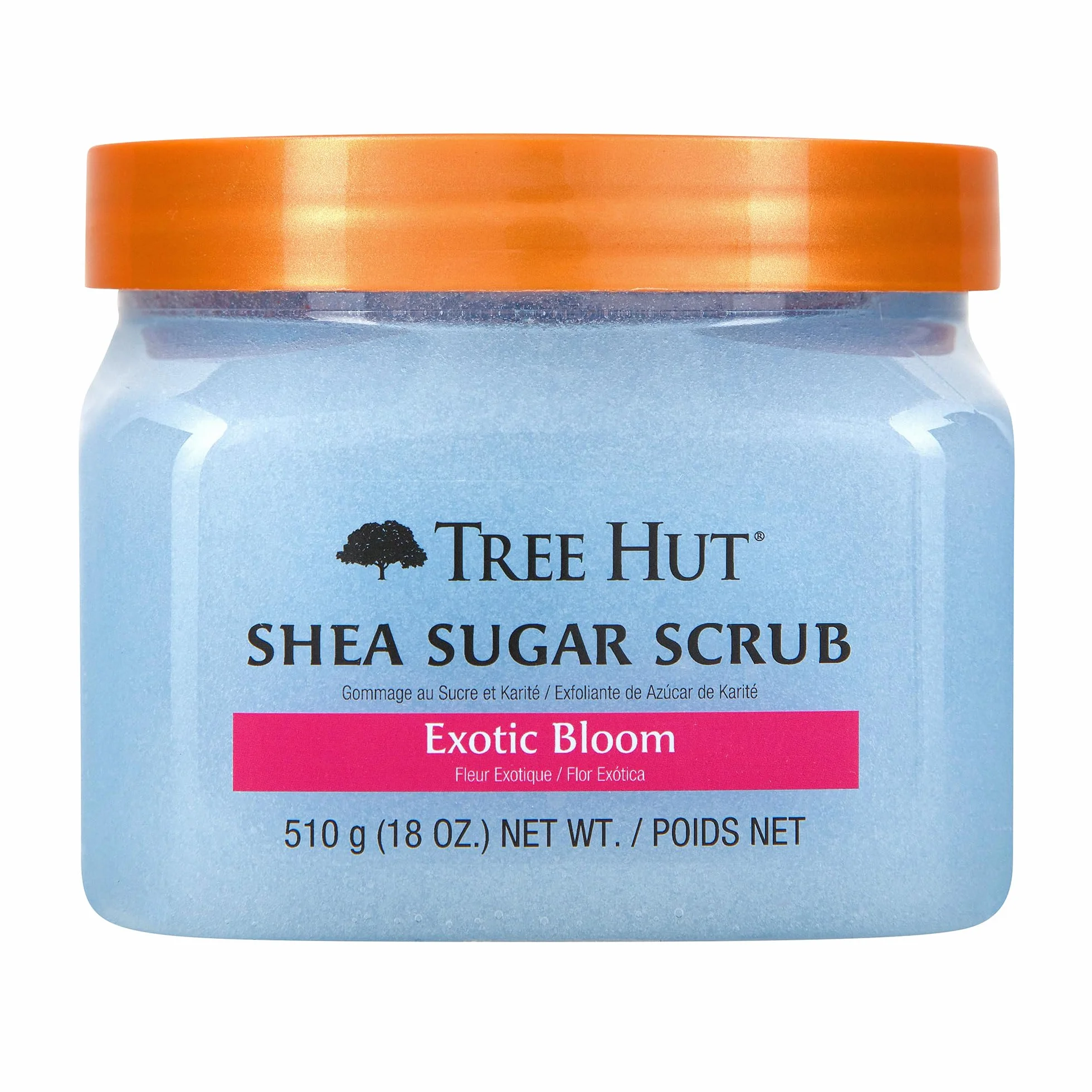 Tree Hut - Cukrowy peeling do ciała - Exotic Bloom - Puszka 510 g - Zawiera witaminę C i masło shea - Pomaga przywrócić połysk skóry - Odżywia głęboko i wygładza suchą skórę