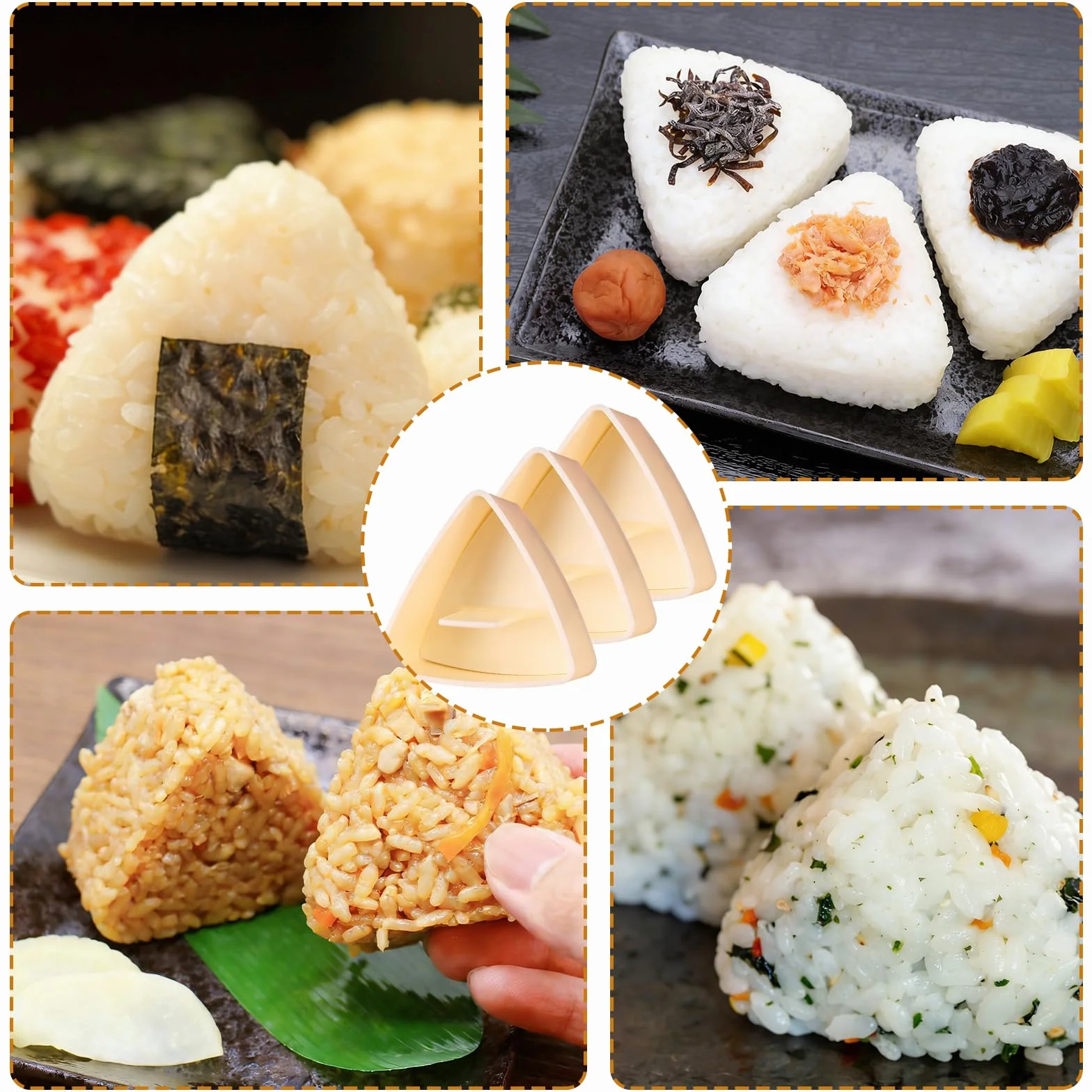 3 formy Onigiri Onigiri, gładka powierzchnia, nadaje się do samodzielnego przygotowania sushi i kulek ryżowych, idealne dla początkujących