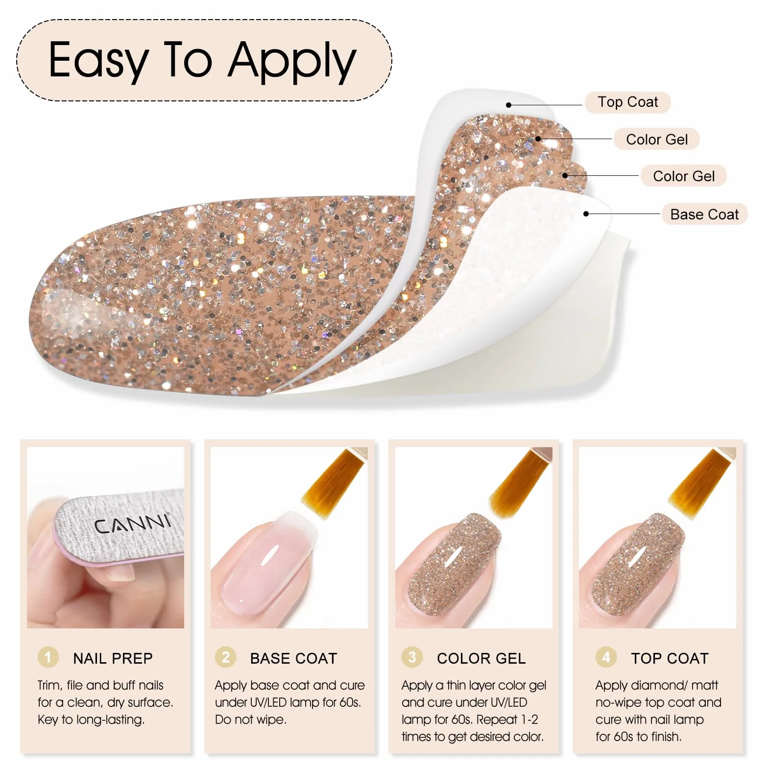 CANNI 13031HK lakier do paznokci UV lakier do paznokci błyszczący Shellac lakier żelowy do paznokci żelowych UV lakier Soak Off lakier żelowy do lampy UV