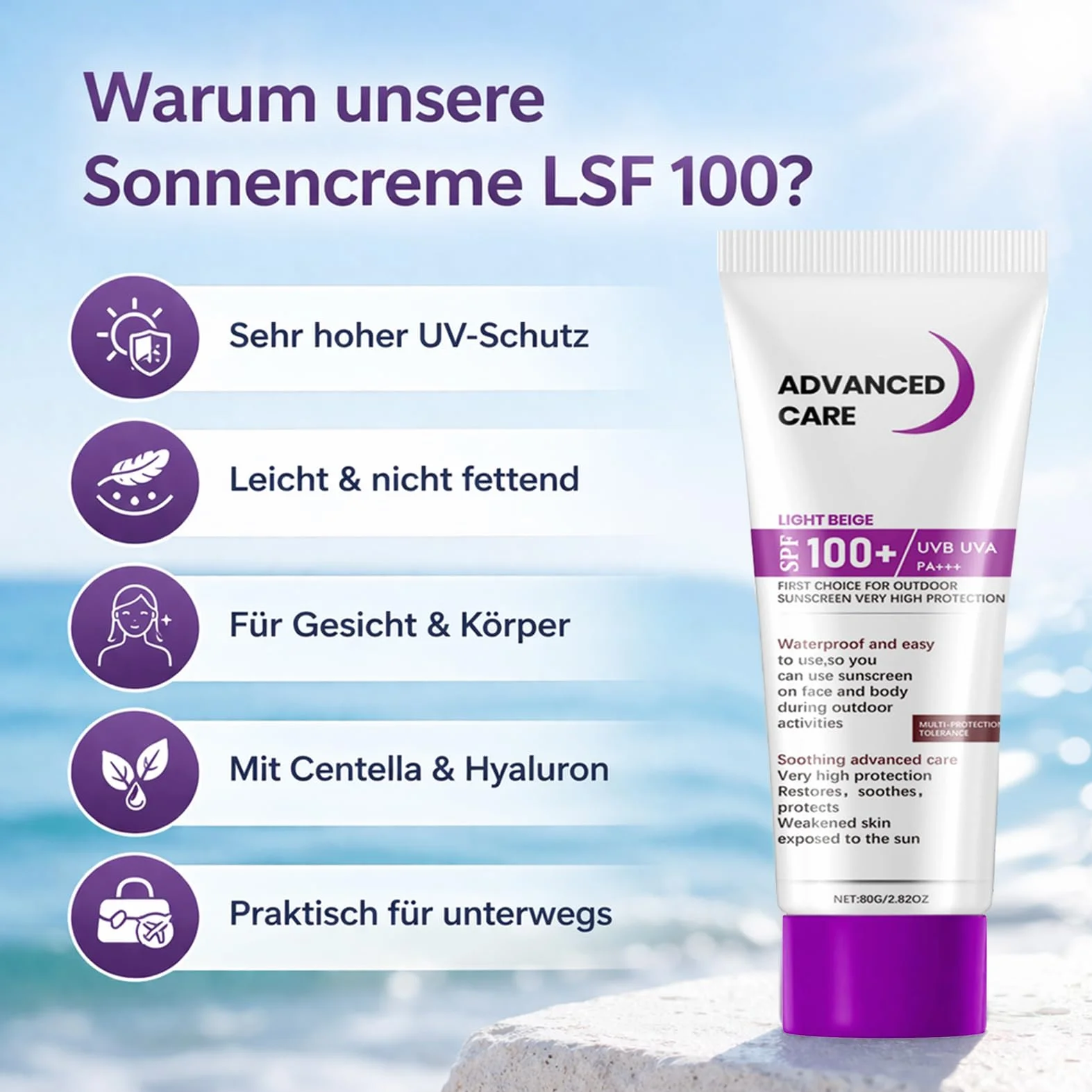 Krem przeciwsłoneczny SPF 100 – SPF 100 – ochrona przed słońcem do ciała i twarzy, silny krem przeciwsłoneczny – ochrona przed starzeniem się, ochrona przed promieniowaniem UV, nie tłuści, nawilżający