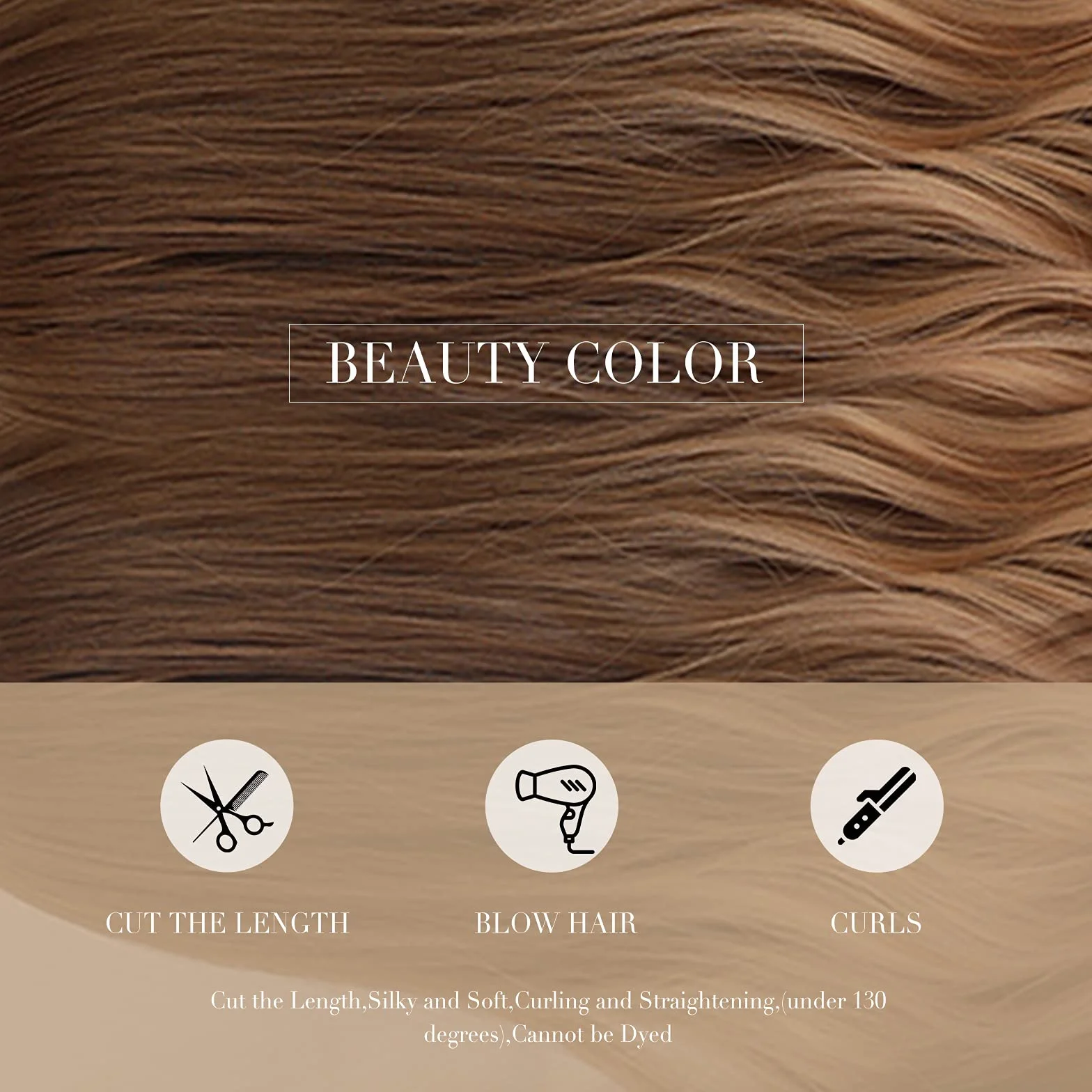 HAIRCUBE Długa Kręcona Peruka Damska 61 cm Brązowa Syntetyczna