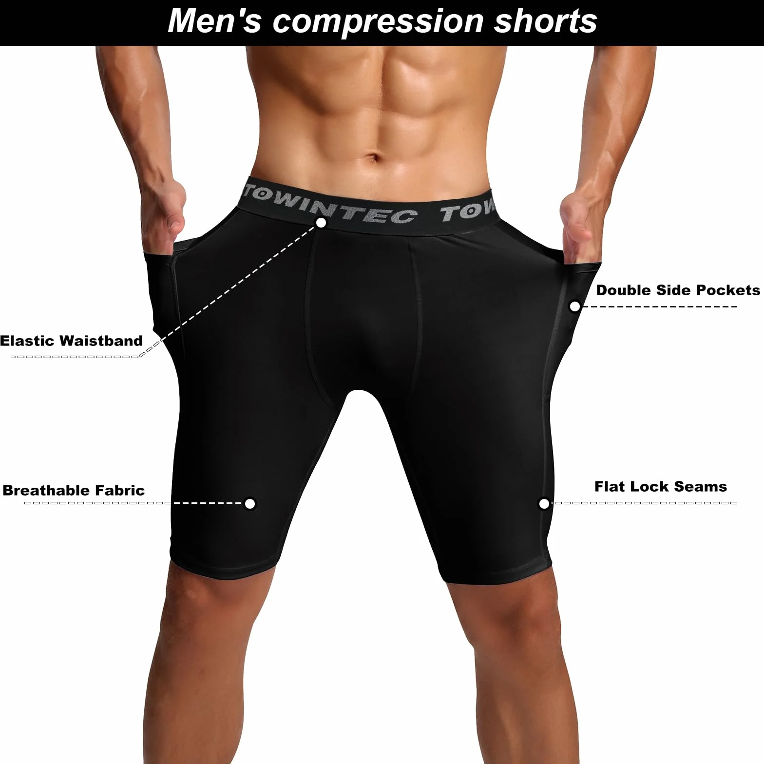 Męskie spodenki kompresyjne z kieszenią sportowe legginsy do biegania z kieszeniami bielizna trening sportowy spandex warstwa bazowa krótkie dla motocyklistów koszykówka siatkówka trening
