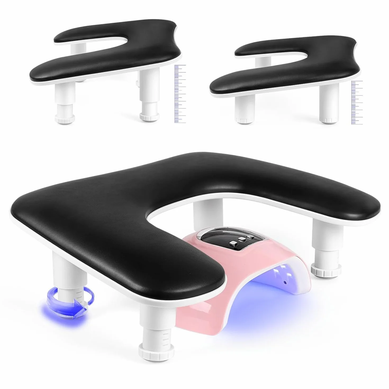 Podłokietnik do paznokci do manicure: podłokietnik do paznokci w kształcie litery U, regulowana wysokość, skórzana podpórka do rąk - czarna podpórka dla miłośników zdobienia paznokci salon zdobienia