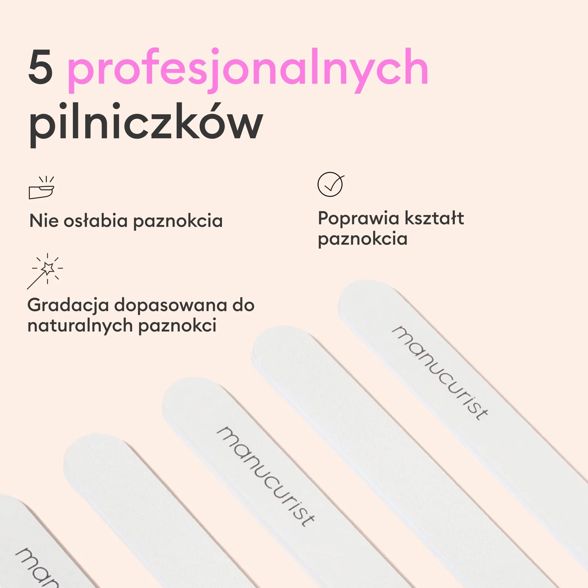 Manucurist Zestaw 5 Profesjonalnych Pilników do Paznokci Dwustronne 100/180