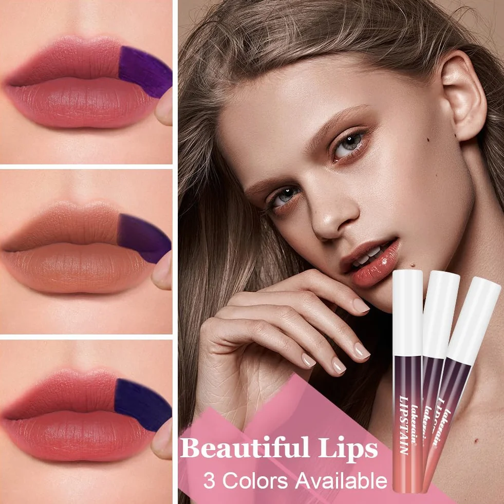 LOPHE Peel off Lip Gloss, 3 sztuki masek do ust, długotrwały odcień do ust, wodoodporny, Peel Off z matowym wykończeniem. #C