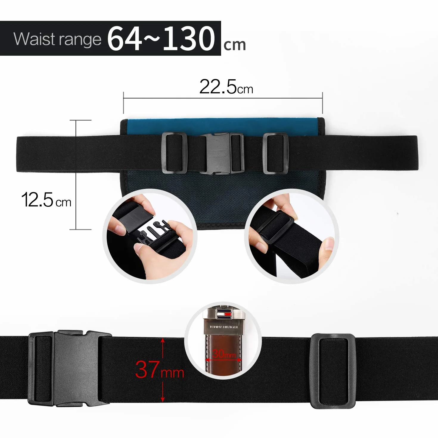 MYCARBON Podróżny pasek na pieniądze RFID przed niewidoczną kradzieżą tajny portfel ukryty pod ubraniem, pasek, portfel, bezpieczeństwo, torba podróżna, wodoodporna nerka na pieniądze, karty,
