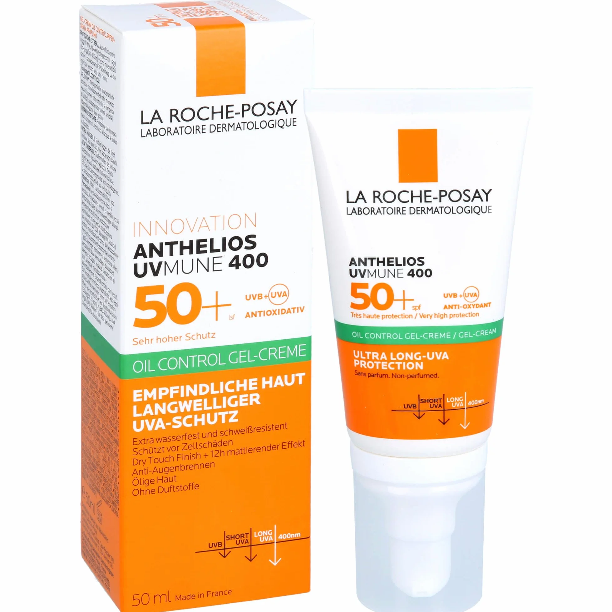 La Roche-Posay Innovation Anthelios UV Mune 400 50+ Oil Control Gel Creme Ultra Long UVA Protection Sans Parfum 50 ml