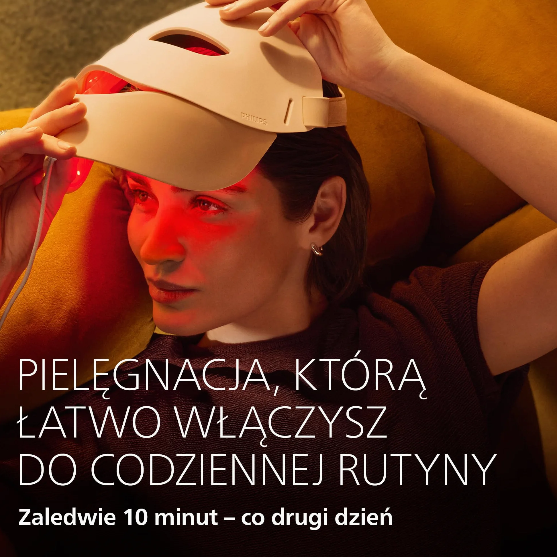 Philips ReAura maska LED: 3-w-1 do pielęgnacji twarzy, okolic oczu i szyi, 3 tryby, światło niebieskie i czerwone oraz bliska podczerwień¹, elastyczne dopasowanie, 10-minutowa kuracja, LTM7100/00
