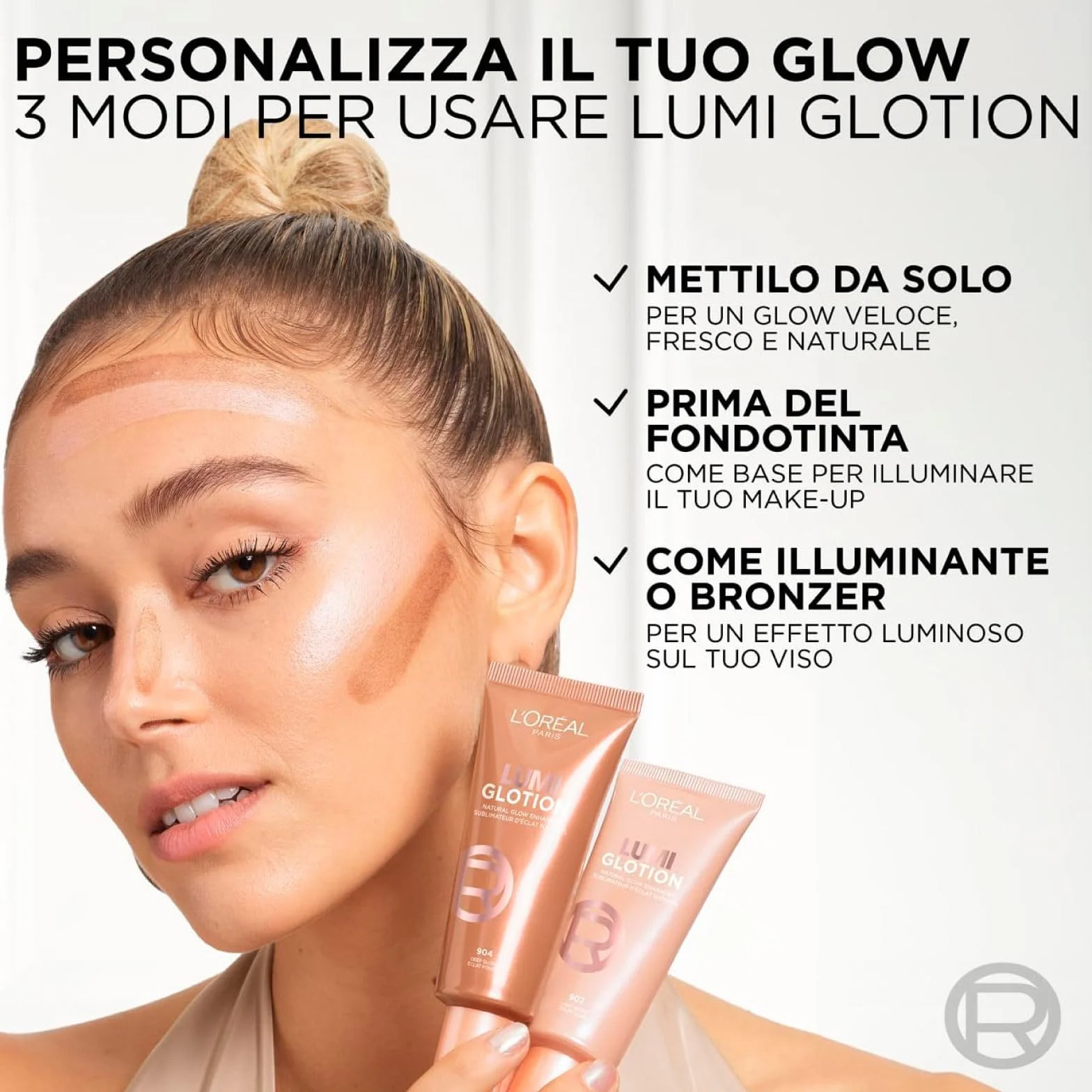 L'Oréal Paris Lumi Glotion Rozświetlacz w płynie odcień 902 Light Glow + 904 Deep Glow 2x 40 ml