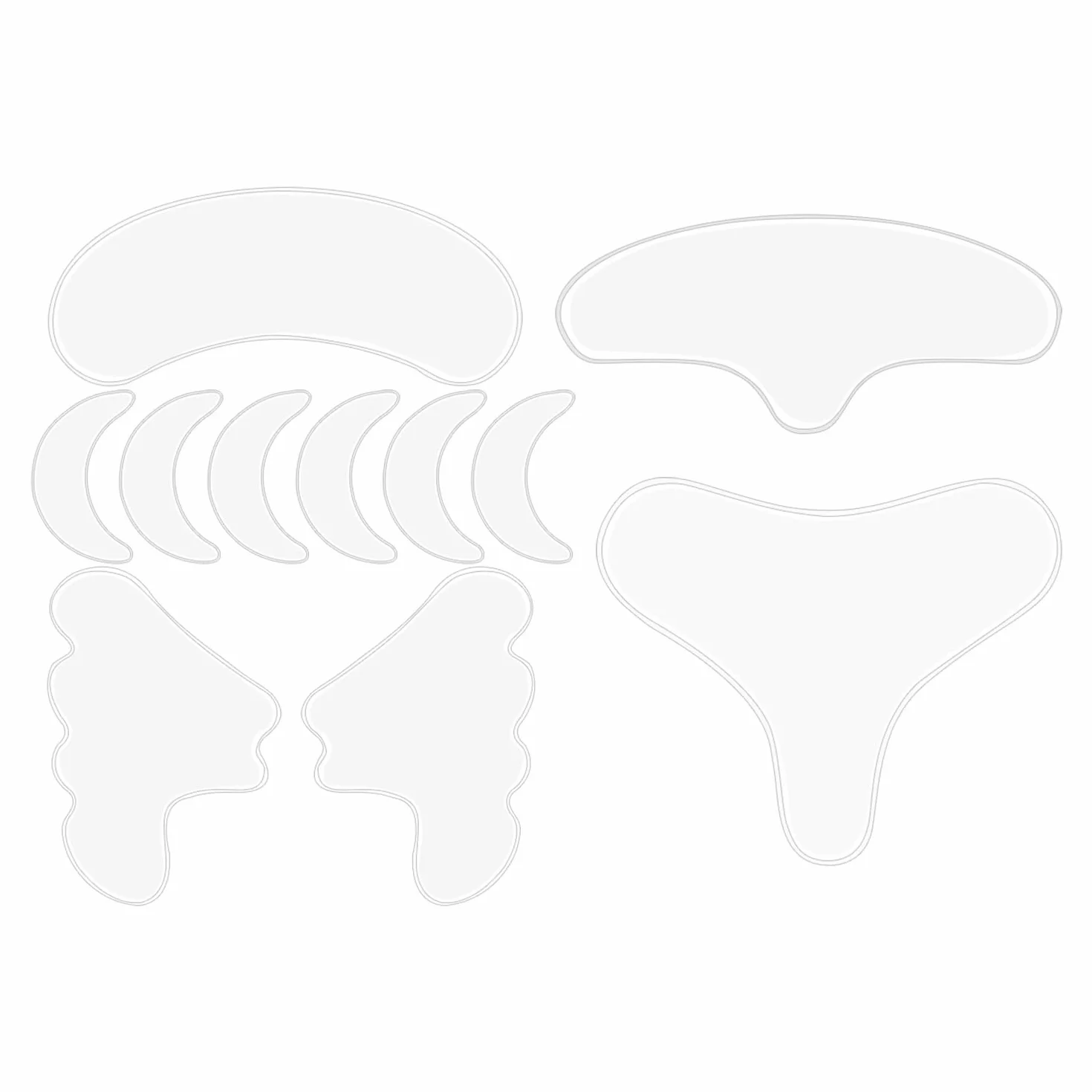 11szt Zestaw Wielorazowych Silikonowych Plastrów Przeciwzmarszczkowych, Przezroczysty Silikonowy Plaster Przeciwzmarszczkowy dla Kobiet Czoło Twarz Brodę Szyję Klatkę Ujędrniający Skórę