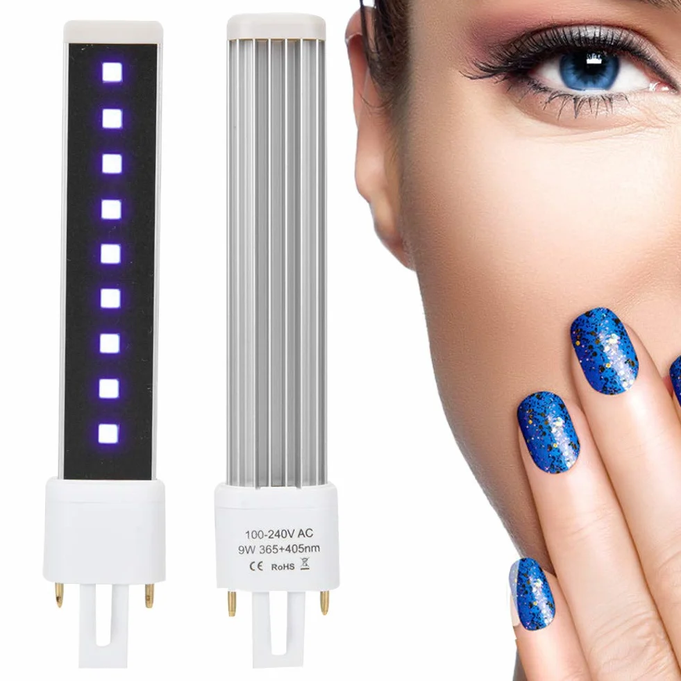 Lipcowy Cosiki Lampa do paznokci UV LED, 365 + 405 nm, podwójne źródło światła 9 W, suszarka do paznokci z żelem utwardzającym, lampa zastępcza rurkę