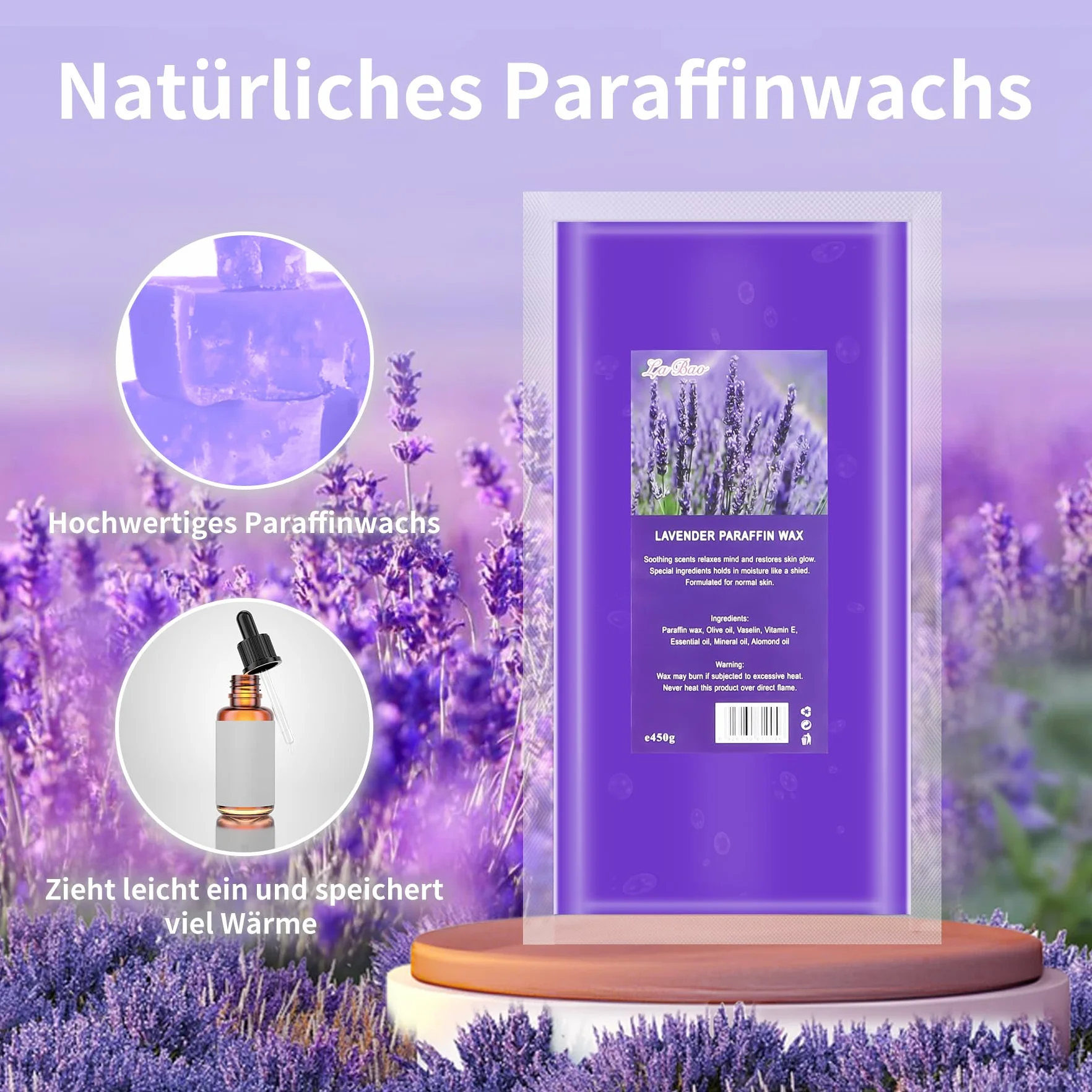 Wosk parafinowy lawendowy 2700 g do zabiegów estetycznych dłoni i stóp
