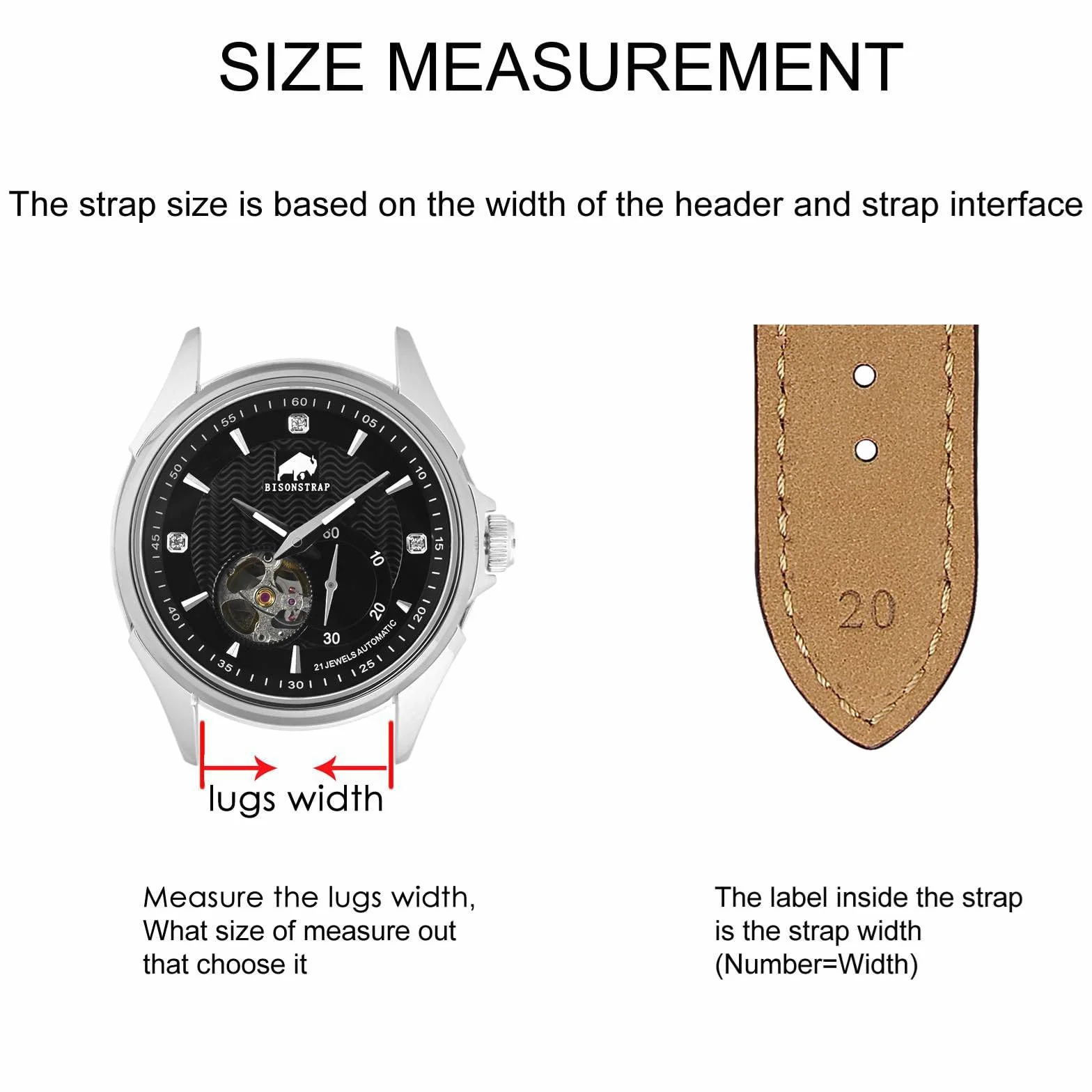 BISONSTRAP Skórzane paski do zegarka, miękkie paski zastępcze z polerowaną klamrą, 12 mm, 14 mm, 16 mm, 18 mm, 19 mm, 20 mm