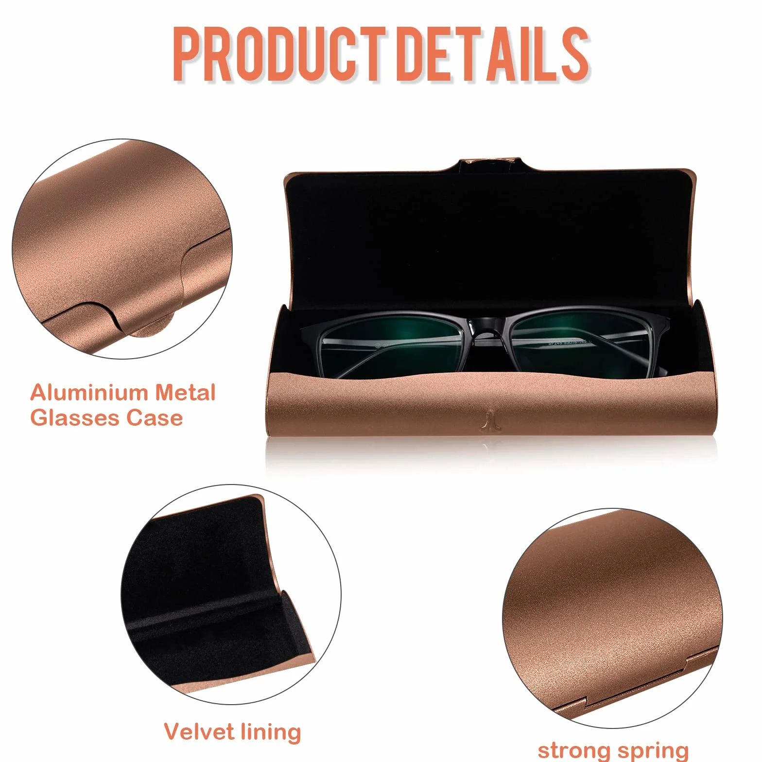 Hifot Etui na okulary hardcase aluminium, metalowe etui na okulary do czytania twarde etui czarne dla kobiet i mężczyzn