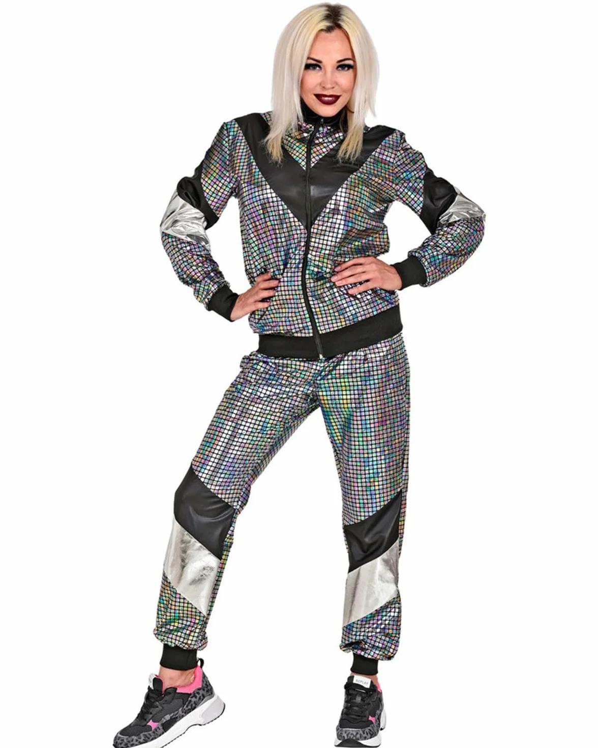 W WIDMANN MILANO Party Fashion – kostiumowy dres treningowy, styl disco, strój z lat 80., dres do biegania na karnawał i imprezę