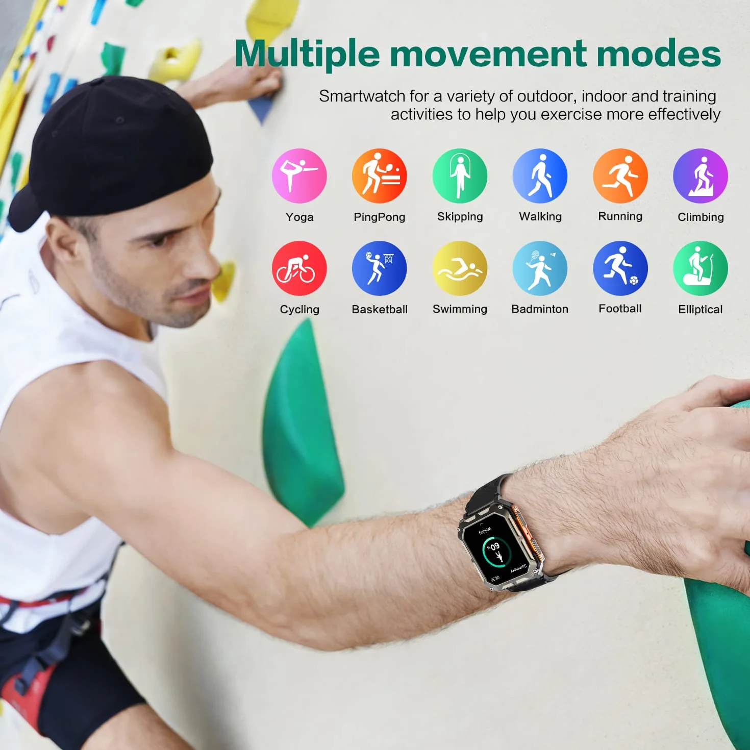 smartwatche Męski z asystentem głosowym do połączeń Bluetooth, sportowy smartwatch 1,81 cala ze 123 trybami sportowymi, odtwarzaczem muzycznym, pomiarem tętna, wodoodpornością IP68 dla Android iOS