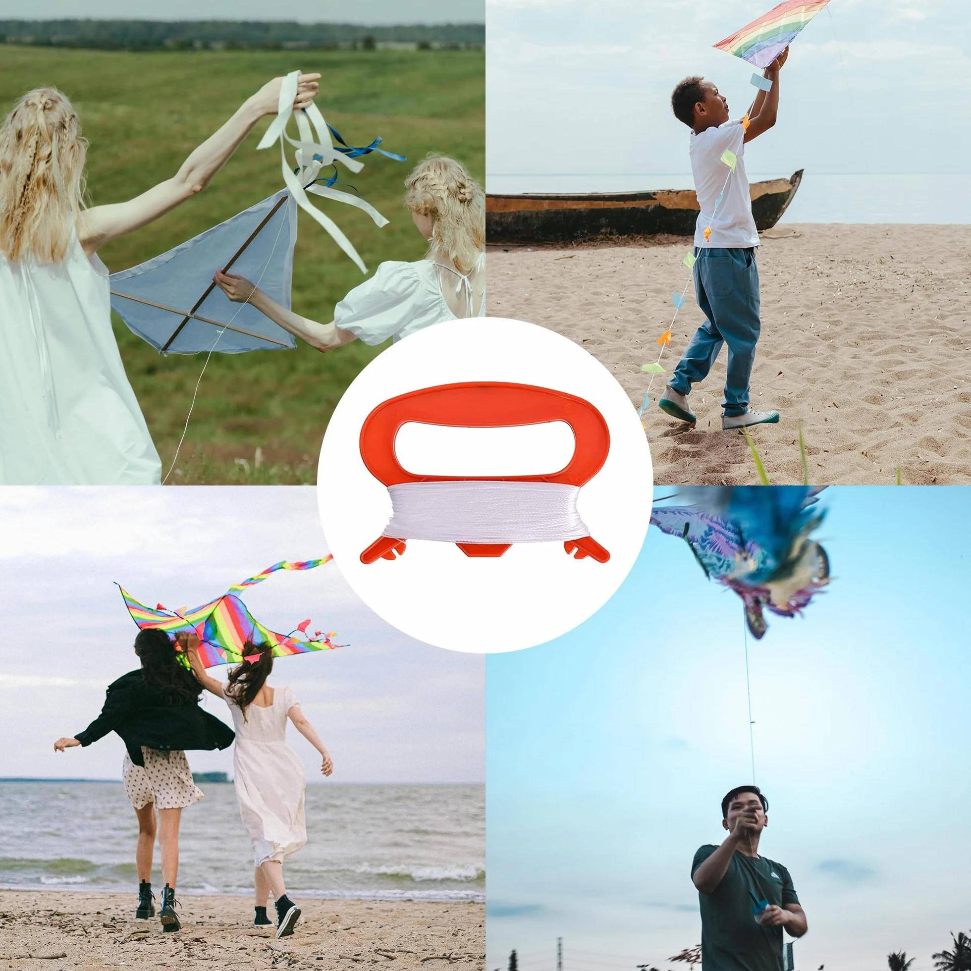 USHS 4 sztuki Kite Line Winder smycz do latawcy, lina do szaf z uchwytem 100 m, do rodzinnych i zespołowych aktywności na świeżym powietrzu, akcesoria DIY
