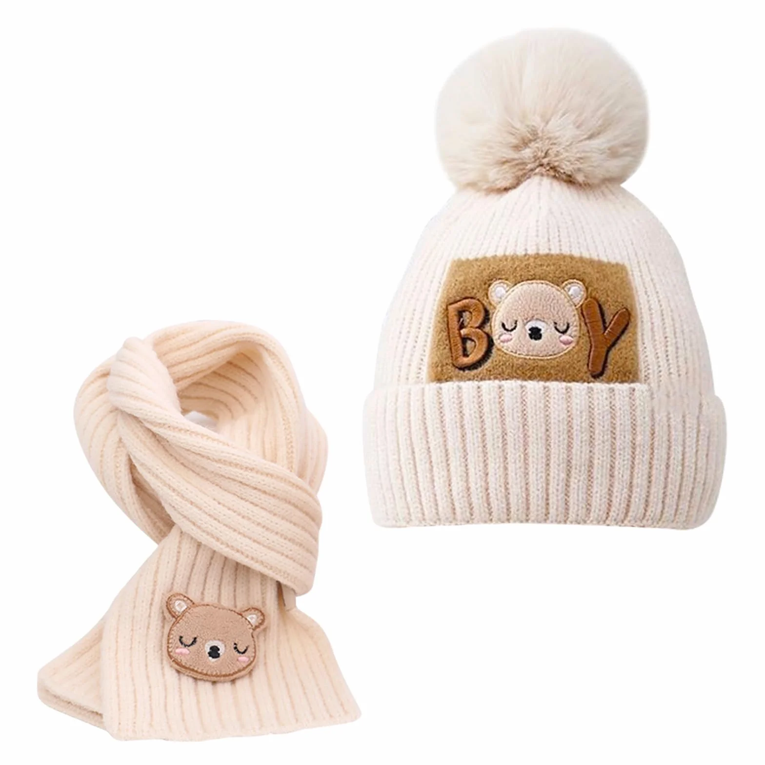 Dzianinowa czapka zimowa dla dzieci, zestaw szalików, czapka zimowa, czapka beanie, szalik, ciepła czapka ocieplająca szyję z grubej polarowej podszewki, czapka z dzianiny