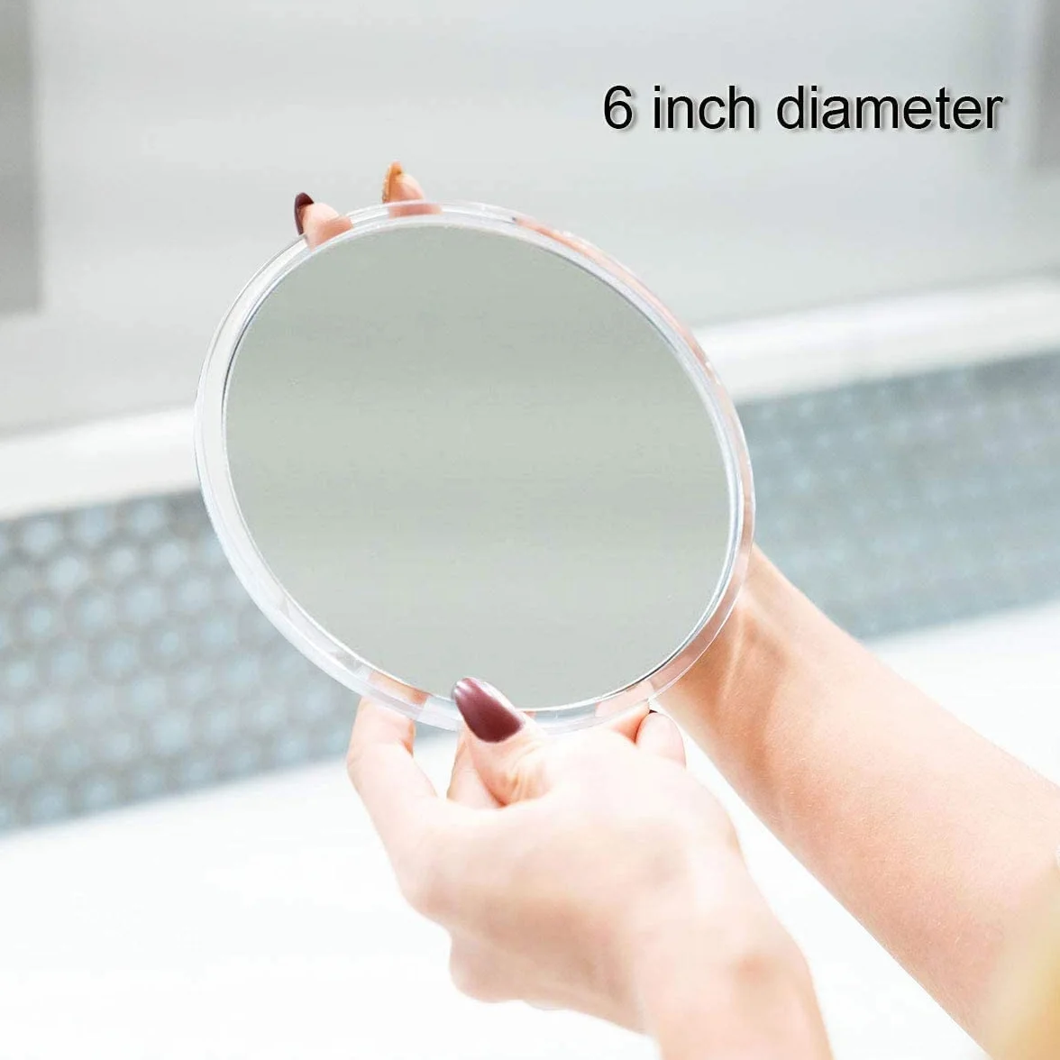 Mavoro 15 cm lusterko powiększające z 3 mocnymi przyssawkami | powiększenie 7X | przenośne lusterko do makijażu i kosmetyczne (7X)