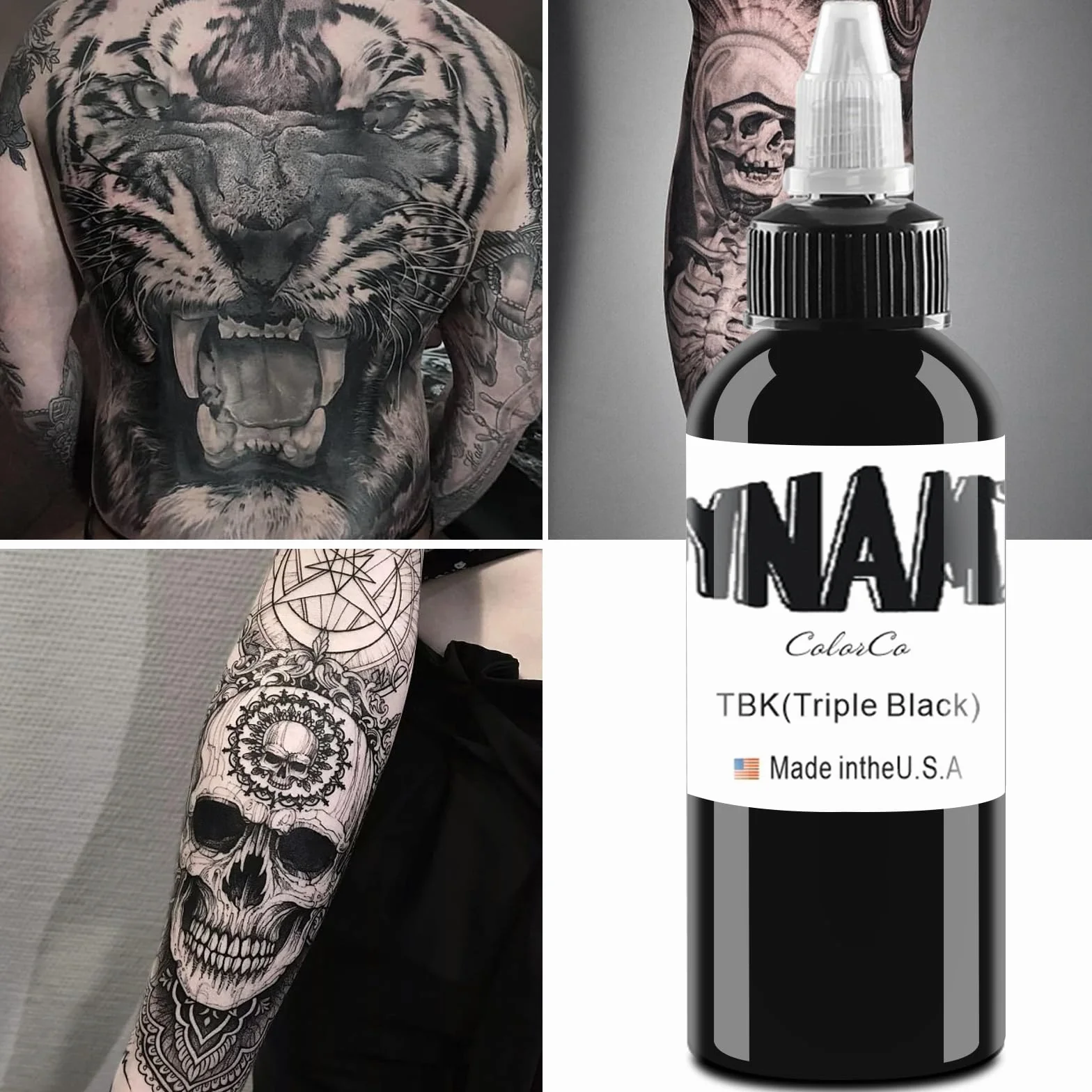 UMIKAkitchen 2 butelki czystego czarnego tuszu – tusz do tatuażu, tusz do tatuażu True Black do ludzkich tatuaży lub skóry eksperymentalnej (30 ml)