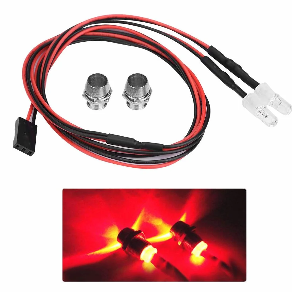 RC Light, 2szt 5mm Reflektory Akcesoria RC Światła LED kompatybilne z 1/10 Model Drift Car Vehicle (12# Red Light)