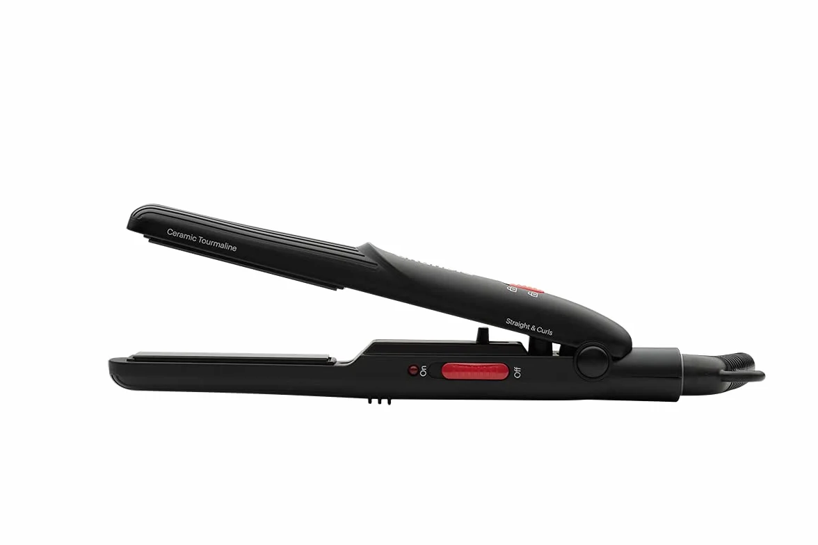GRUNDIG HS2030, Mini prostownica do włosów, 15cm, czarna/czerwona