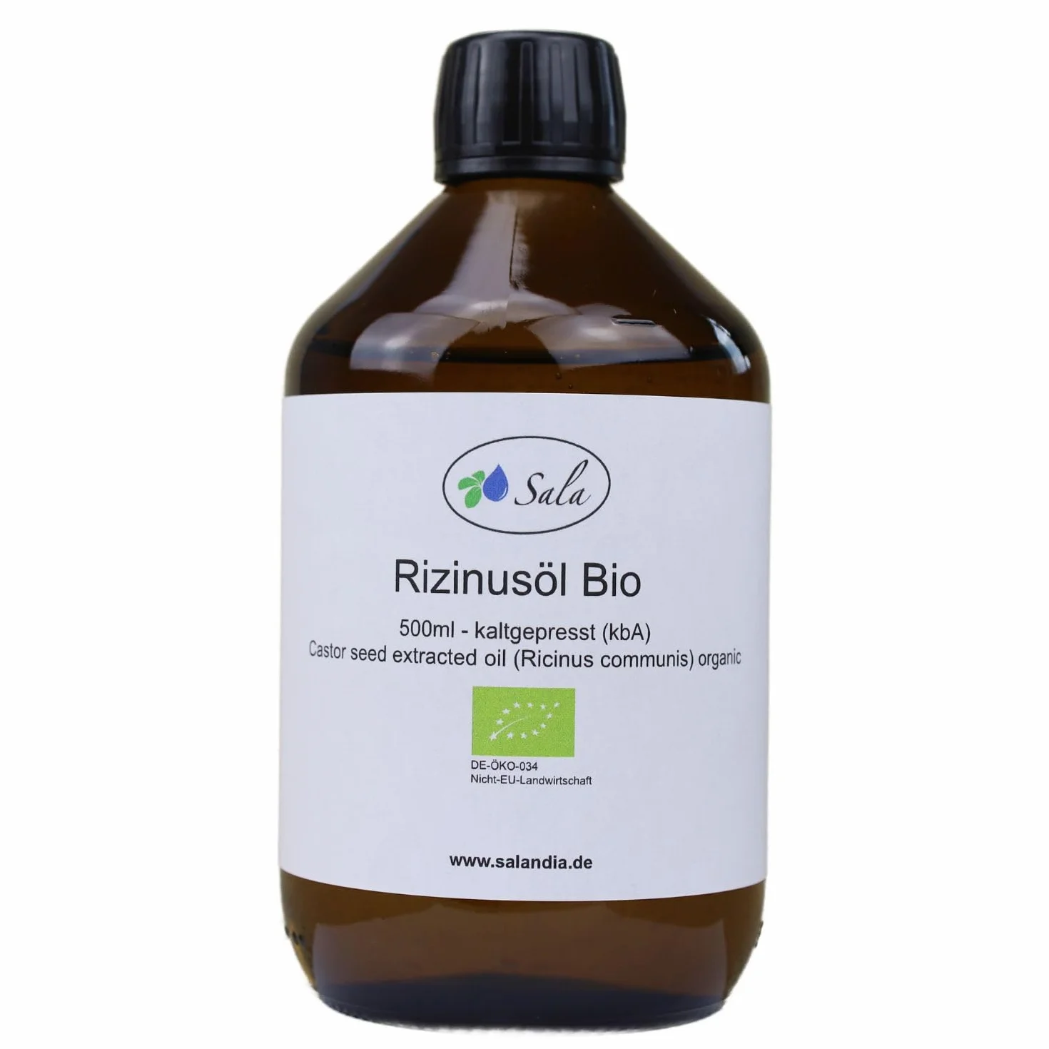 Sala Olej rycynowy tłoczony na zimno bio 500 ml butelka szklana