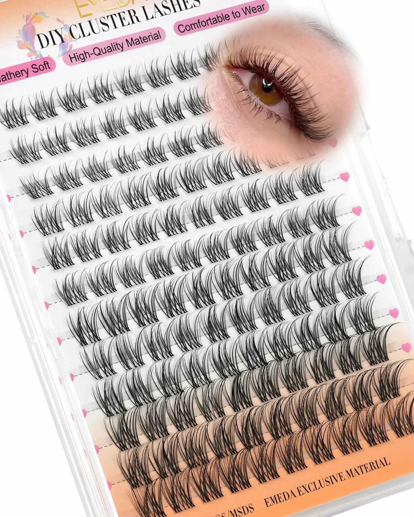 Natural Cluster Lashes DIY Rzęsy Indywidualne Wispy Invisible Band Fluffy C Curl 8-14mm Mix Mieszane Długości VENUS-Mix