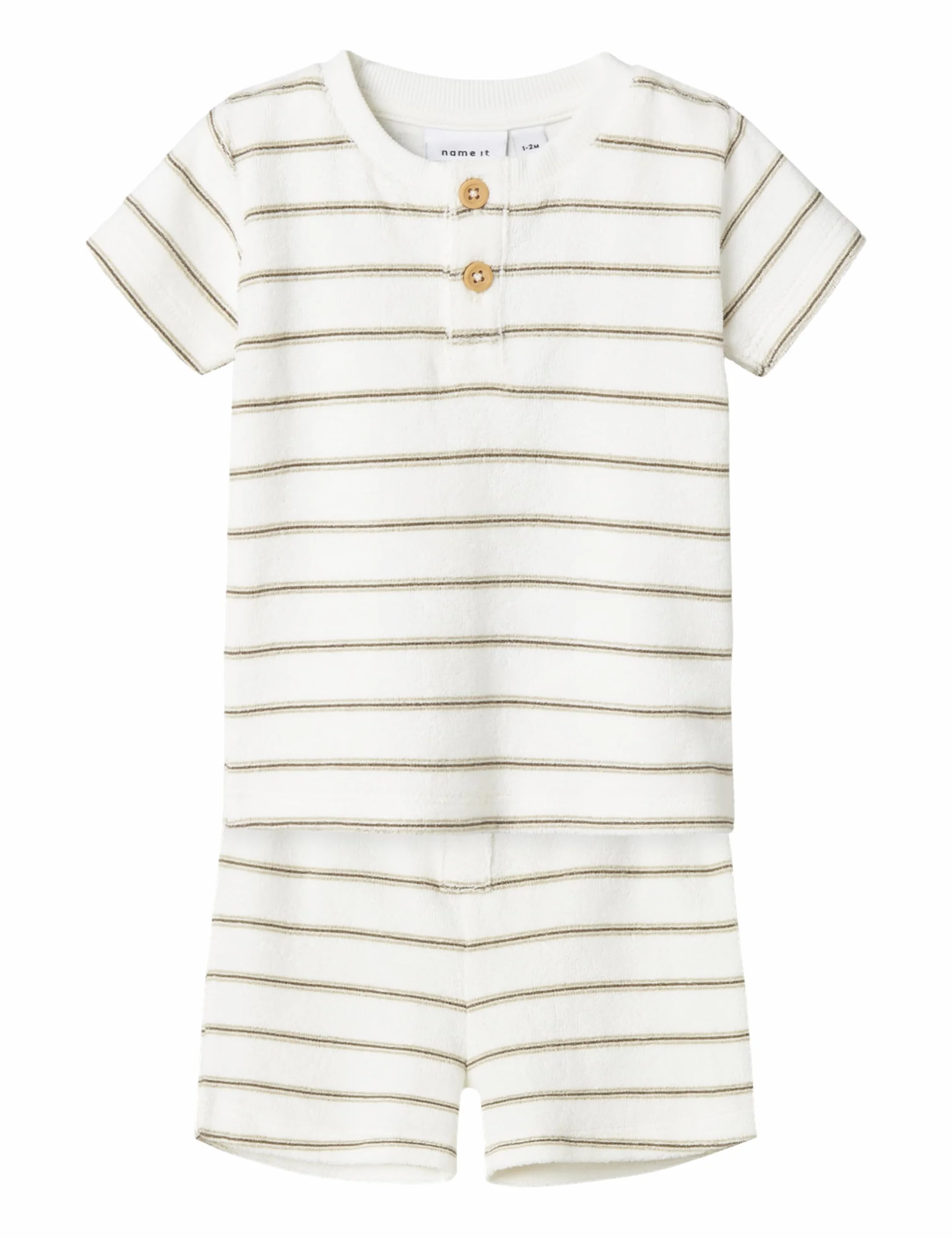 NAME IT Unisex Nbnoterry Ss Top Set, Cloud Dancer, 68