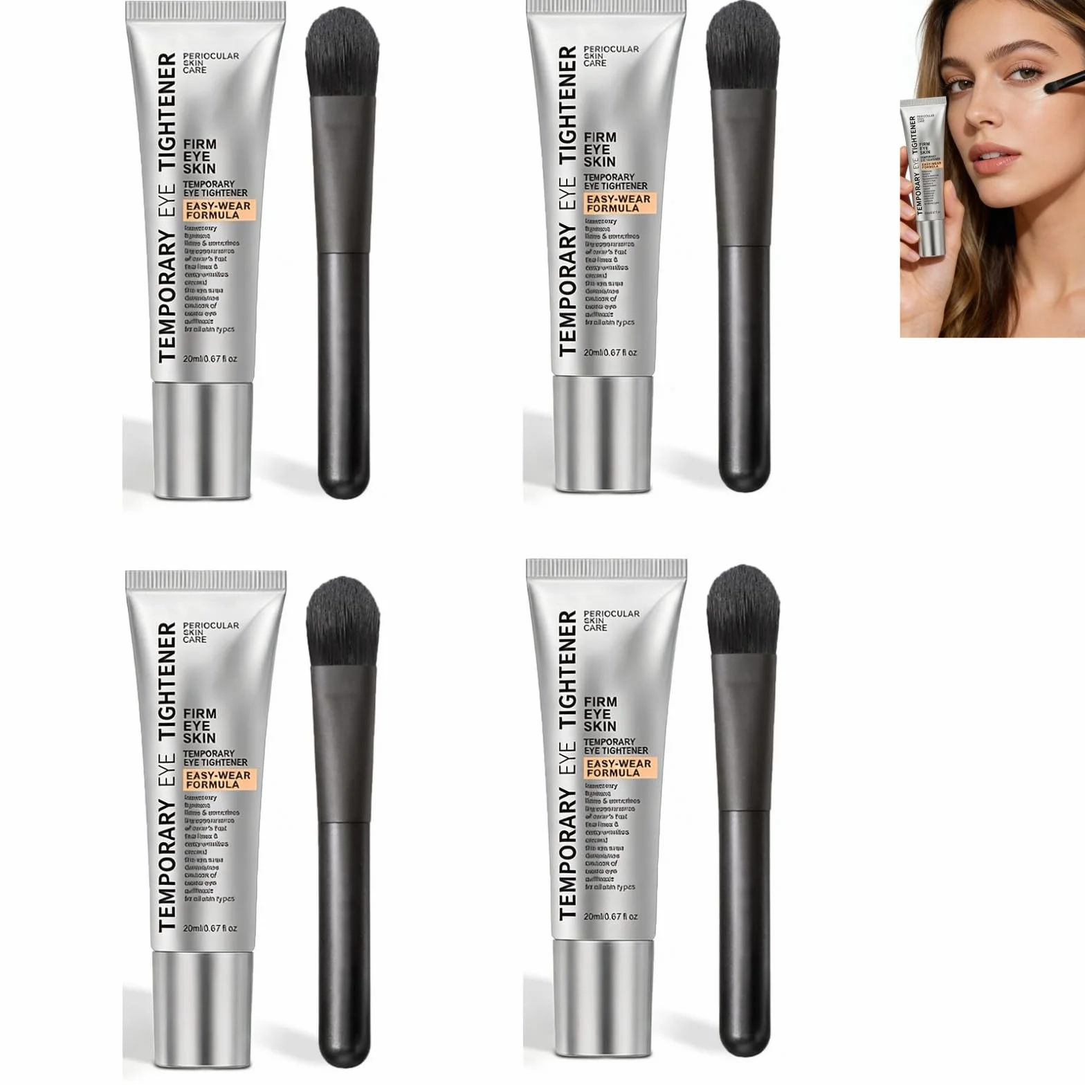Temporary Eye Tightener Cream Instant Under Eye Lift do torebek, obrzęków i cieni, ujędrniający krem pod oczy do cienkich linii, formuła Easy-Wear do wszystkich rodzajów skóry (4 sztuki)