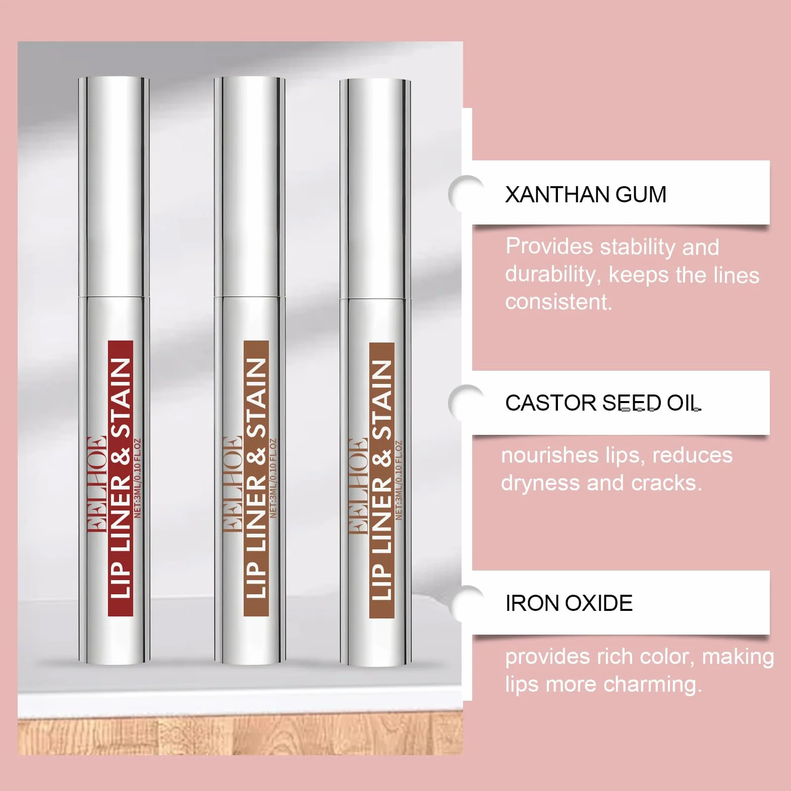 Peel Off Lip Stain zestaw 3 kolory wodoodporny matowy wysoce pigmentowany