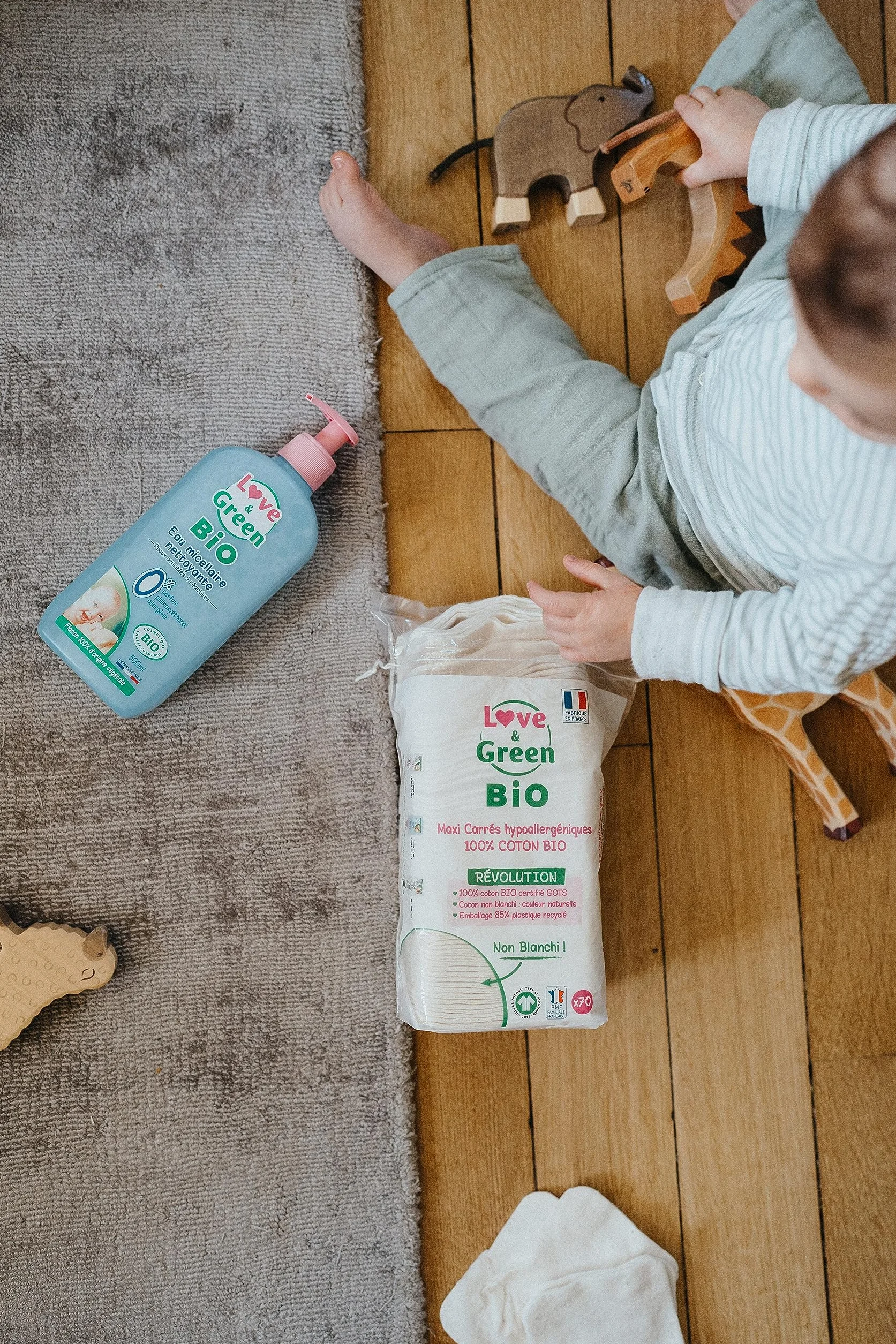 Love & Green Maxi-kwadraty, bawełna organiczna, 70 sztuk