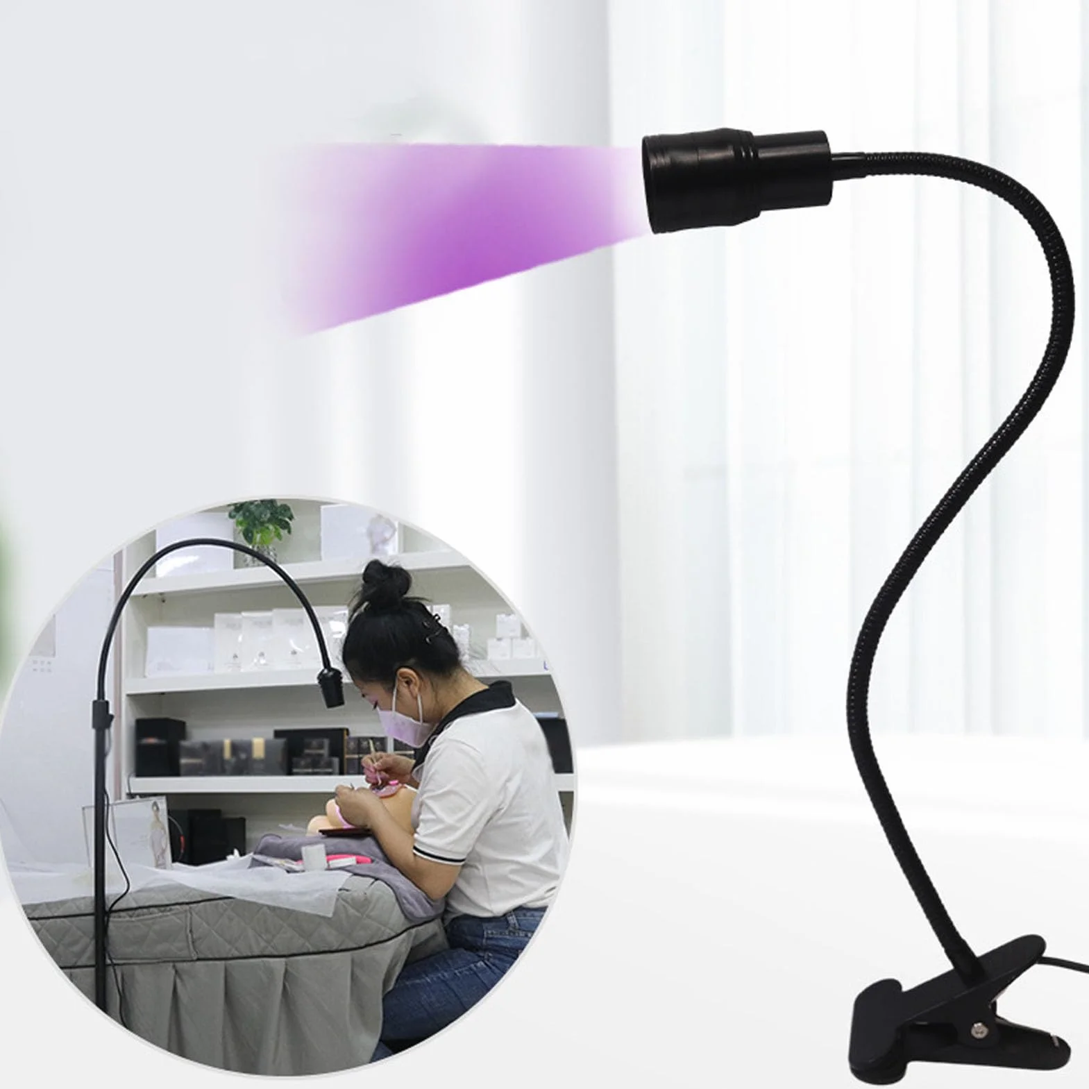 Lampa Kleju UV, Lampa UV z Rzęsami Stwardniająca Stabilna Regulacja 5W (wtyczka UE 110~240V)