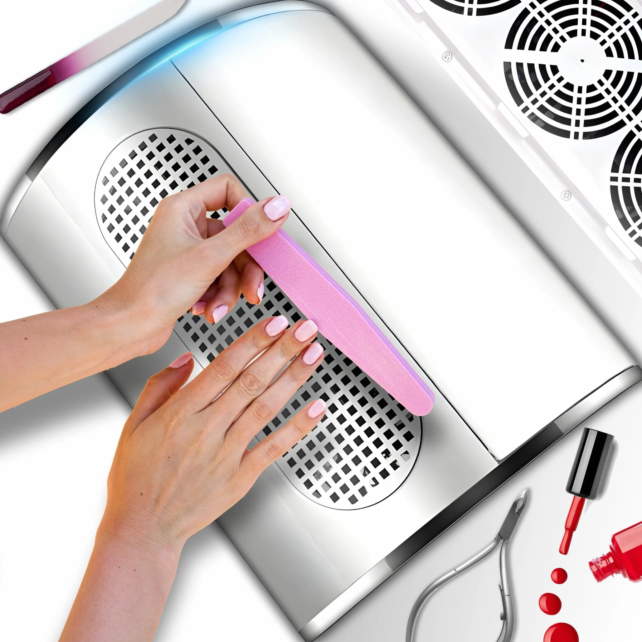 Retoo Odkurzacz do paznokci 40 W, do akrylowych, żelowych, usuwania kalusów, manicure, pedicure, biały