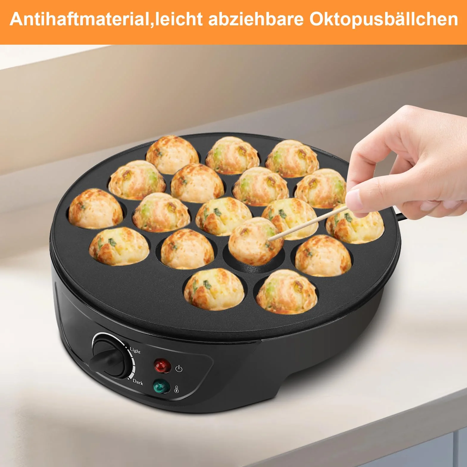 Takoyaki Maszynka elektryczna, żeliwna maszyna do ciastek z 18 otworami, do produkcji japońskich takoyaki