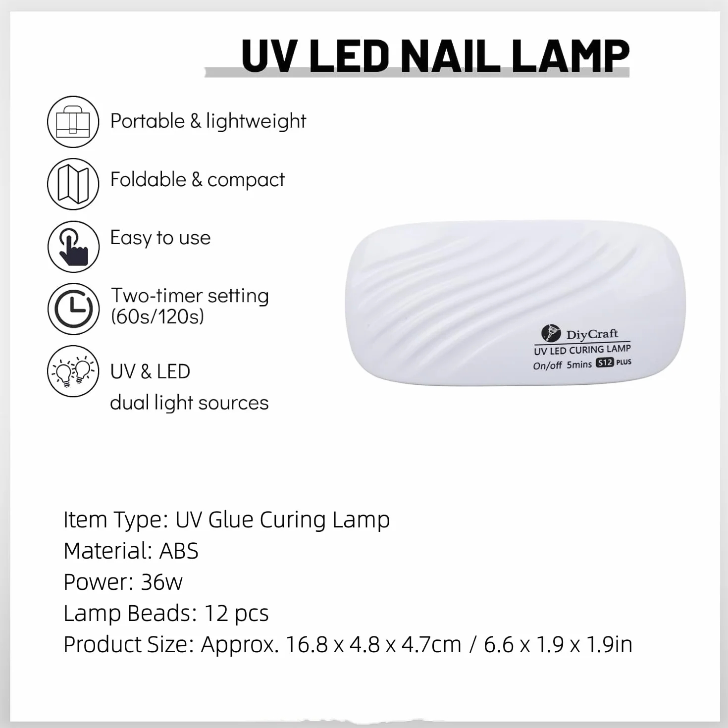 36W 12 LED Suszarka do Paznokci z żywicy UV Lampa Utwardzająca, Lampa UV LED do Paznokci do DIY Lampy do Utwardzania żywicy