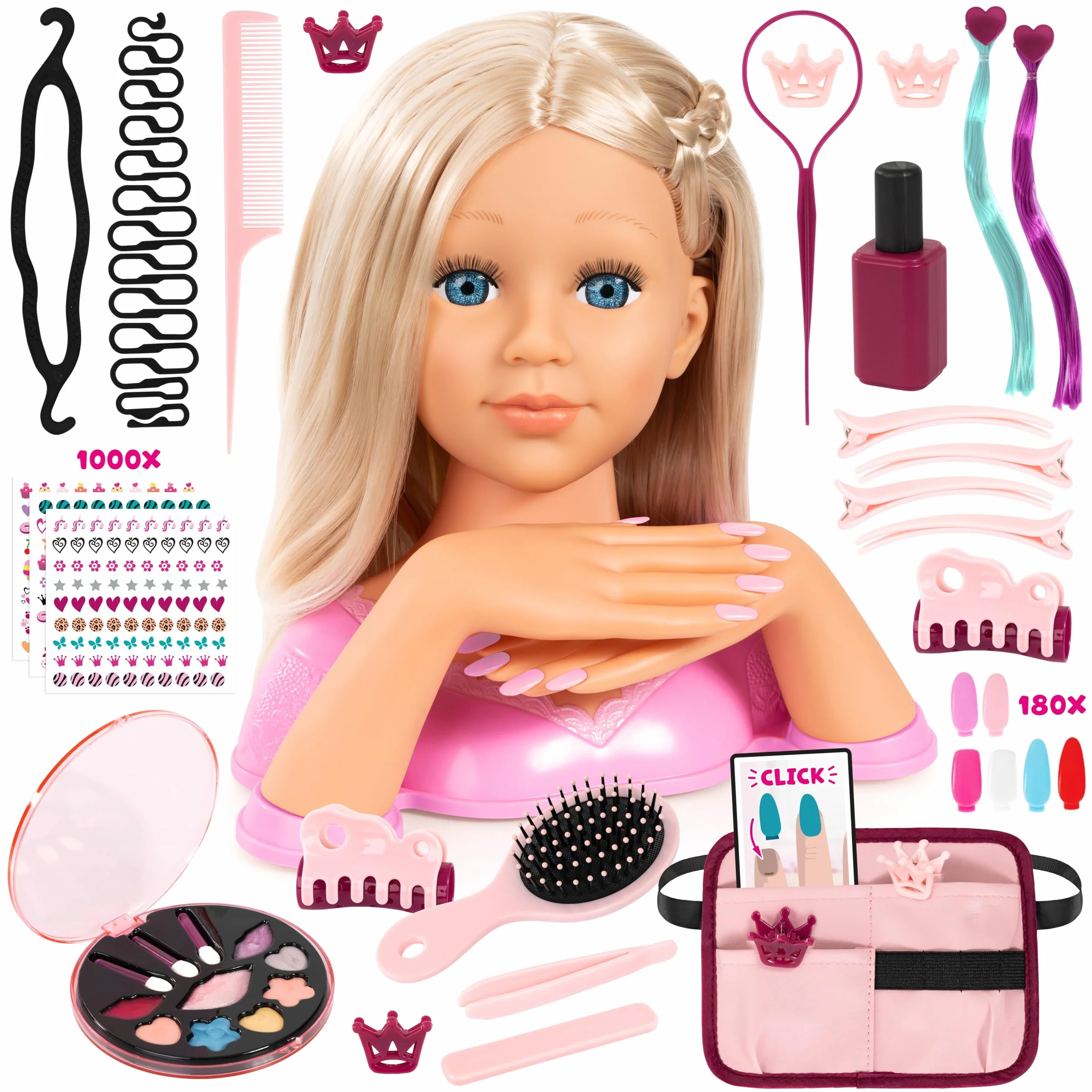 Bayer Design 90090AA Charlene Magic Nails glowica do stylizacji o wysokosci z dłońmi i paznokciami, makijaż, akcesoria do włosów, naklejki, 30 cm