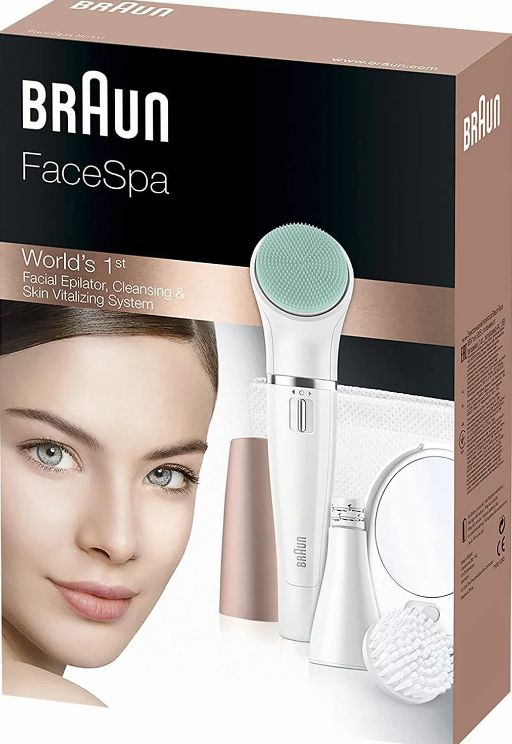 Braun FaceSpa 851V Depilator do Twarzy 3 w 1, Biały