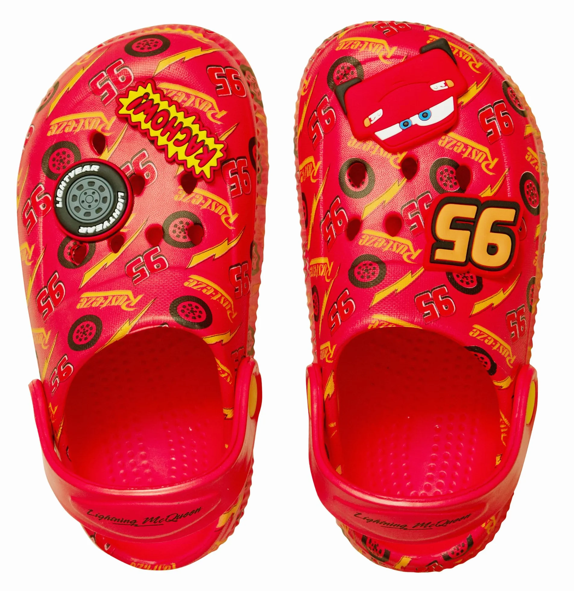 Disney Chłopięce chodaki do samochodów z zawieszkami sandały dziecięce Lightning McQueen suwaki z paskiem na kostkę buty plażowe