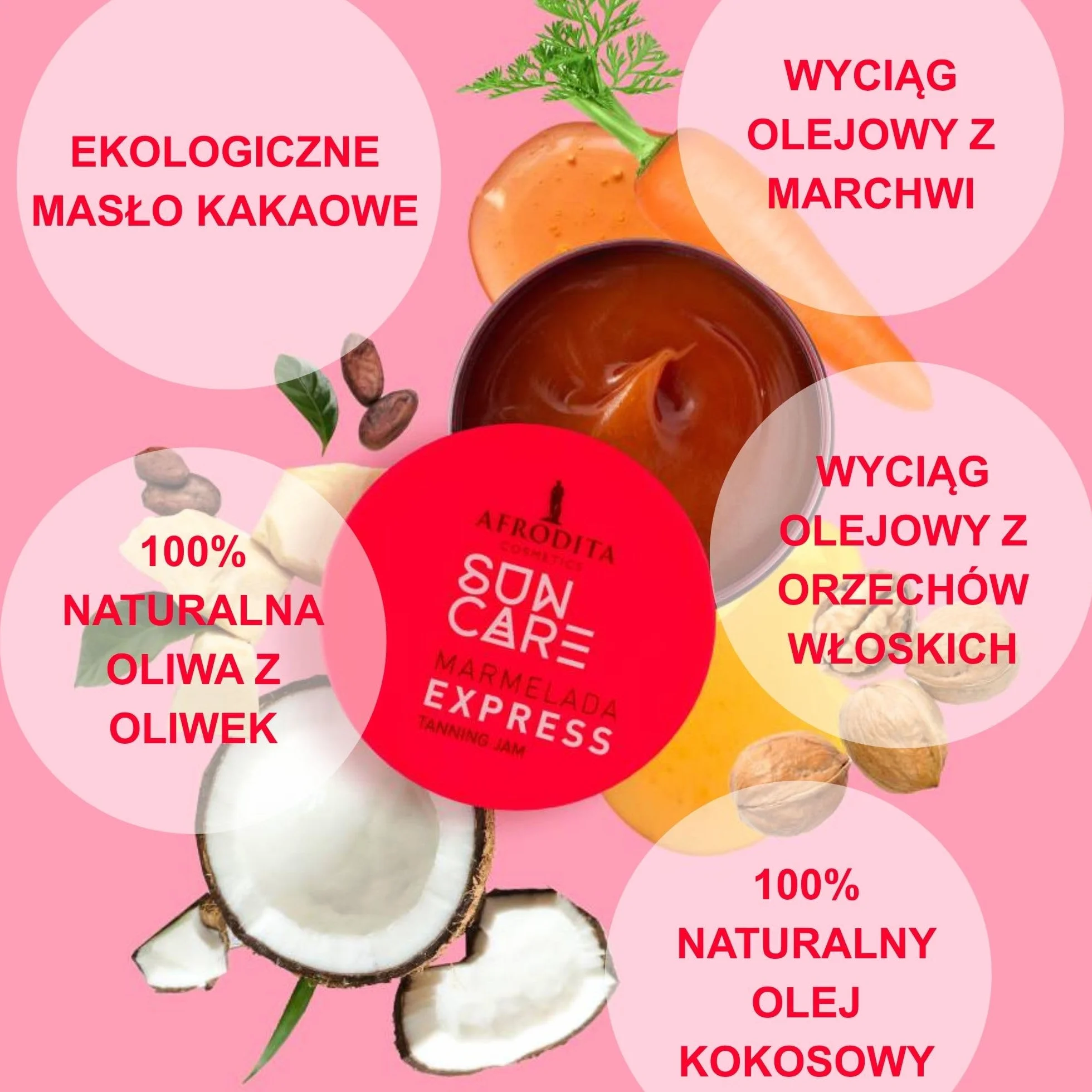 Afrodita Cosmetics Sun Care Przyspieszacz opalania, do szybkiej i intensywnej opalenizny, ze 100% organicznym olejem kokosowym, masłem shea i kakaowym, bez silikonu, wegański (Express)
