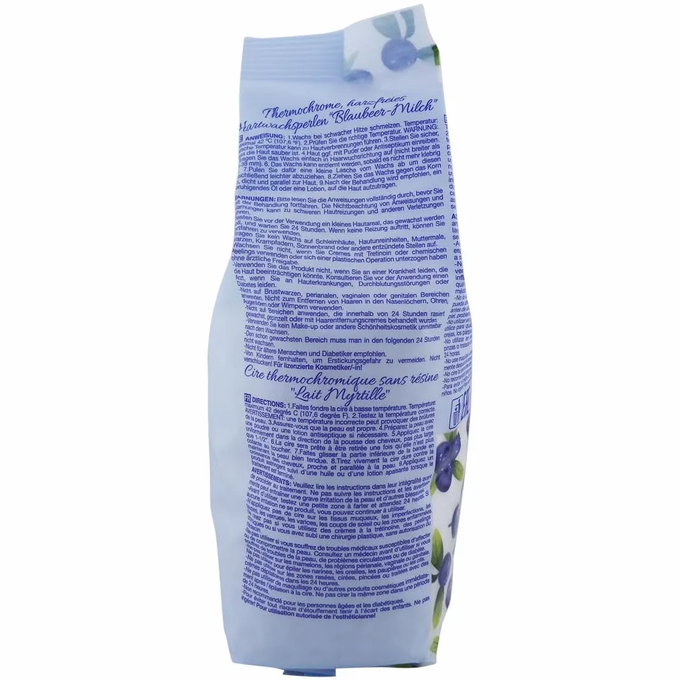 Waxness Blueberry Milk termochromiczne perły z twardego wosku 1 kg – wosk niskotemperaturowy – usuwanie włosów bez pasków woskowych