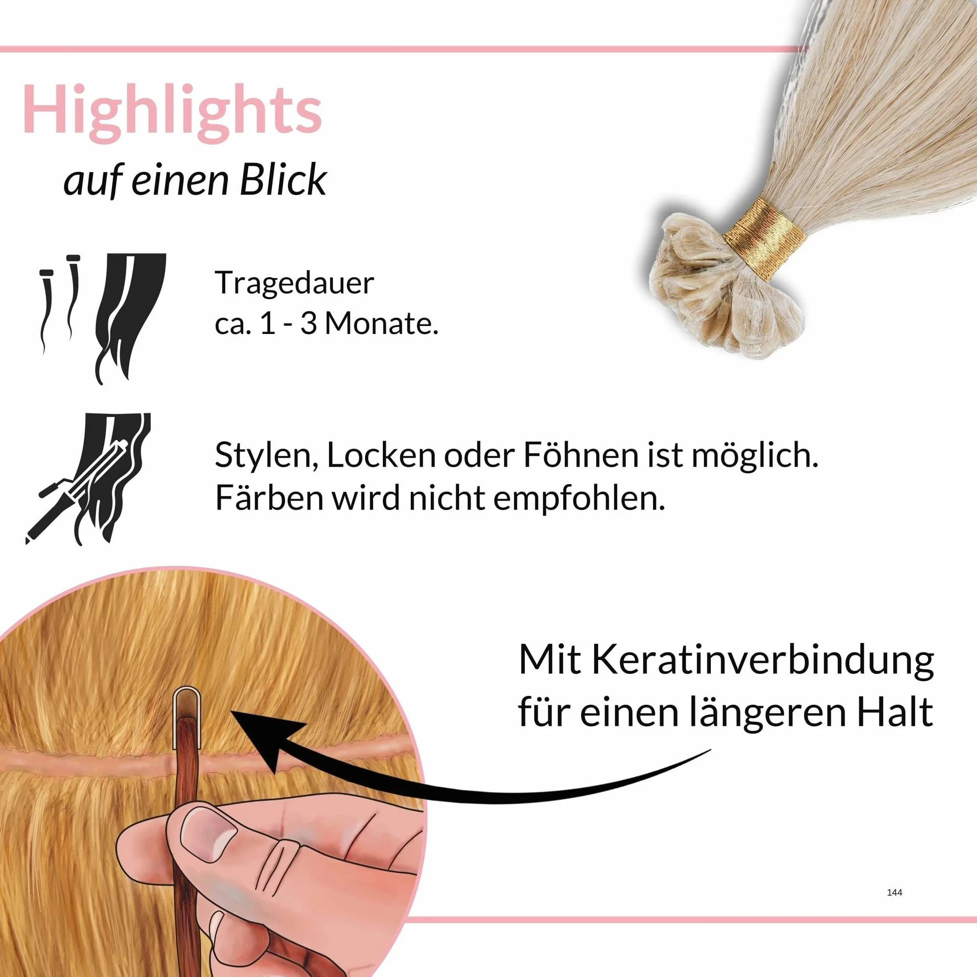 hair2heart Dopinki do włosów z prawdziwych włosów, gładkie - 25 pasemek 0,5 g 30 cm #10/1 jasny blond popielaty