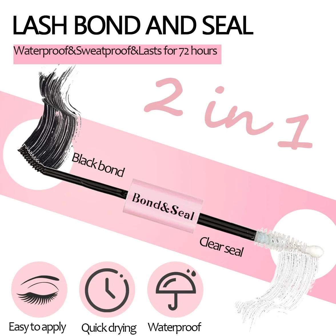 2 x klej do rzęs Lash Bond i Seal Kit DIY Lash Extension z wodoodpornym klejem klastrowym 72h i uszczelnieniem sztucznych rzęs w domu