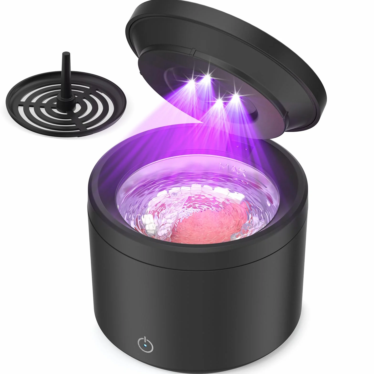 Myjka Ultradźwiękowa 48000Hz, 200ml Czyszczenie Ultradźwiękowe, Czyścidelko do Aparatu Ortodontycznego z Lampą UV, do Protez/Aparatów Ortodontycznych/Nakładek Jubilerskich, Czarny
