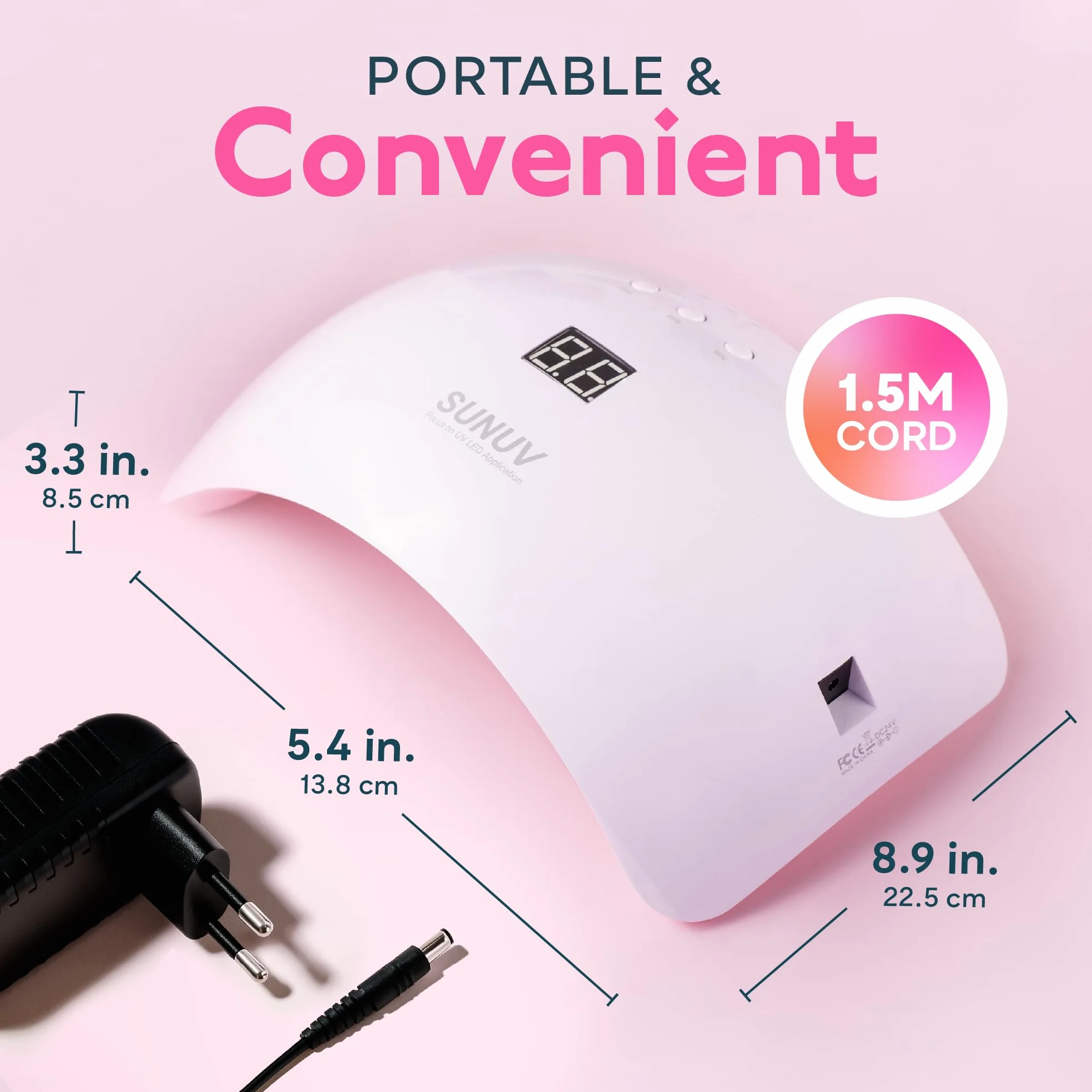 SUNUV Suszarka UV LED do Paznokci, Lampa z Timerem 30s/60s/99s, Czujnikiem Podczerwieni, Wyświetlaczem LCD, Nadaje Się do Wszystkich Żeli, Manicure/Pedicure, Domu i Salonu