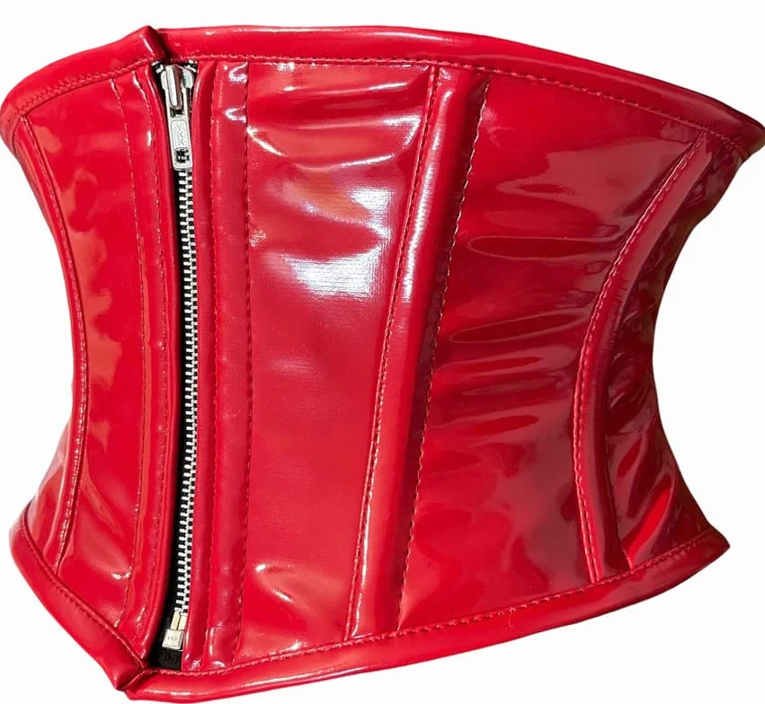 Gorset damski z PCW, wyszczuplający talię, mocny zamek błyskawiczny, gorset - czarny talia Trainer rozmiar (86 cm) (34, czarny)